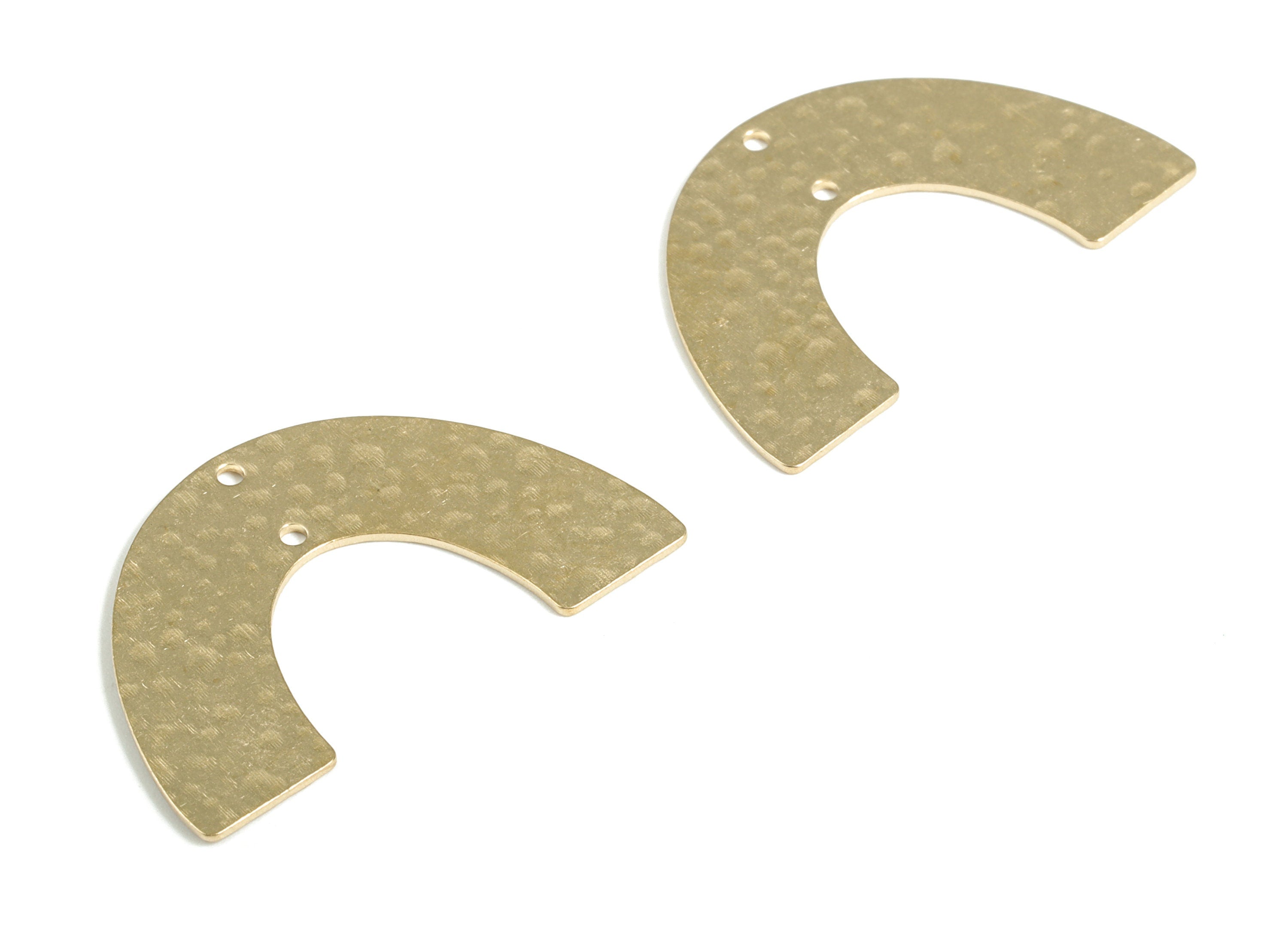 Brass Hammered U Earring Connector - Raw Brass U Earring Charms - 2 Holes - Jewelry Making Supplies - 34.01x20.91x0.75mm - PP3892 - DOMEDBAZAAR