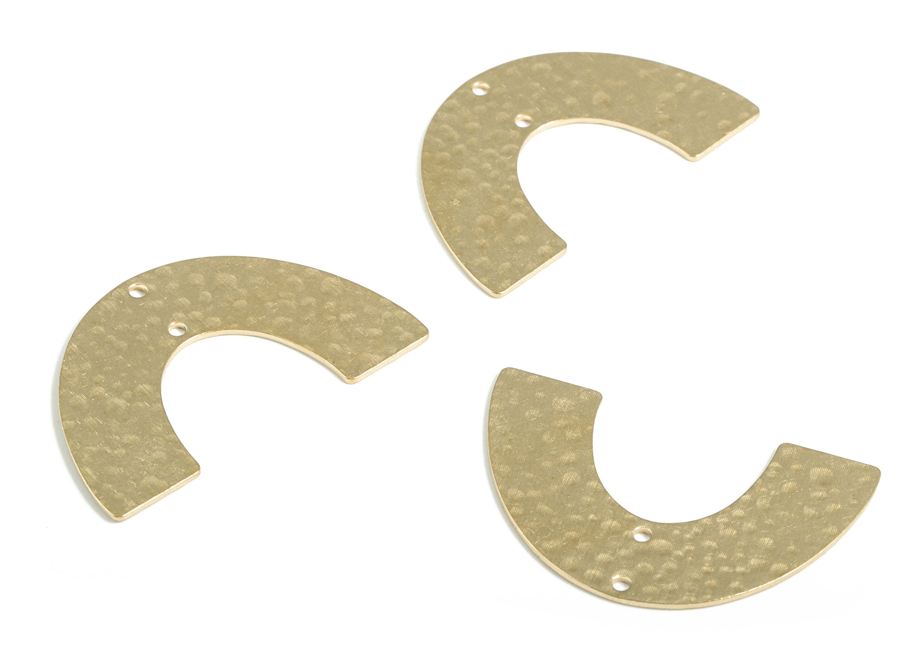 Brass Hammered U Earring Connector - Raw Brass U Earring Charms - 2 Holes - Jewelry Making Supplies - 34.01x20.91x0.75mm - PP3892 - DOMEDBAZAAR