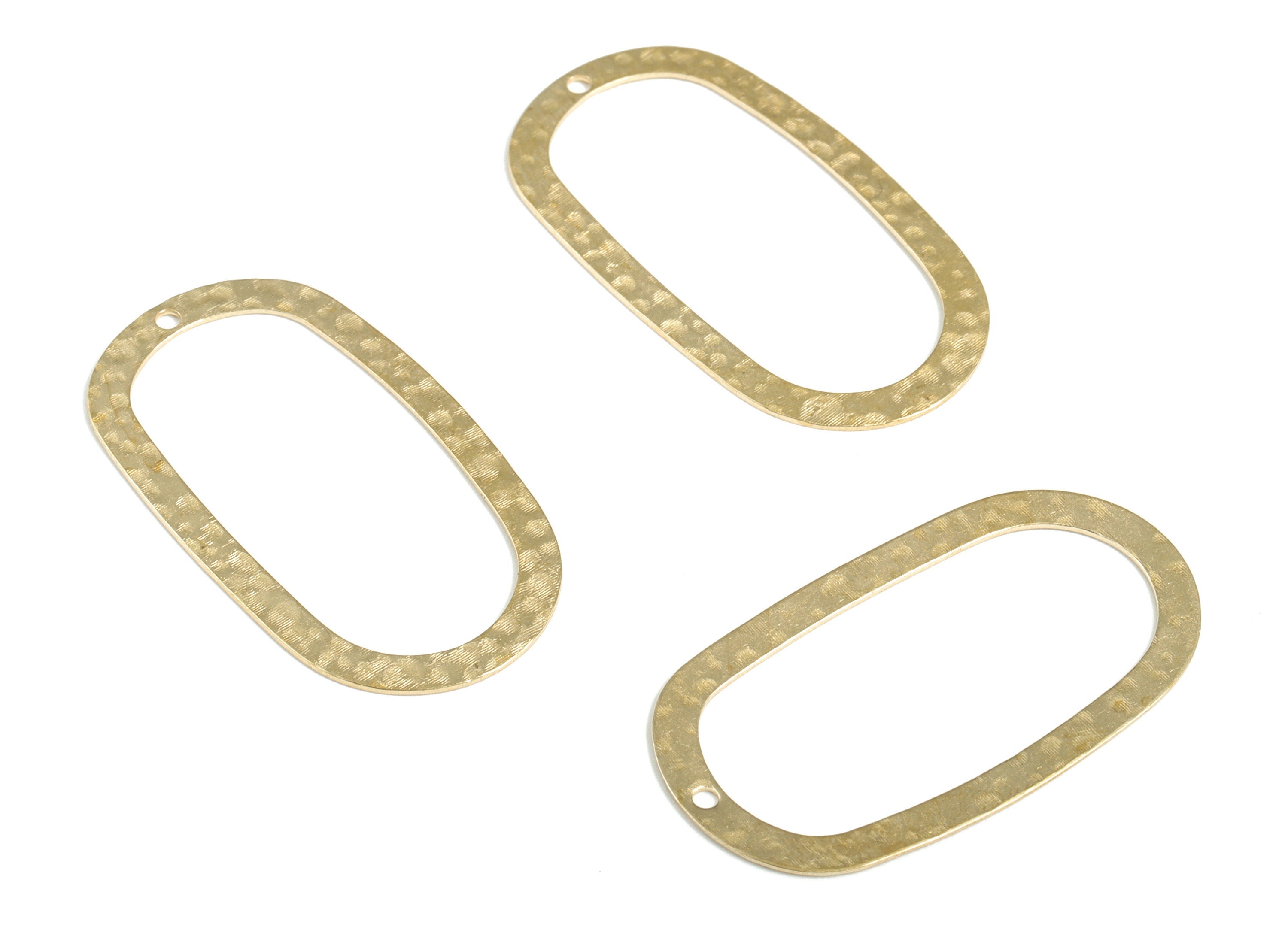 Brass Hammered Oval Earring Charms - Raw Brass Oval Pendant - Earring Findings - Jewelry Making Supplies - 35.02x19.49x0.55mm - PP3905 - DOMEDBAZAAR