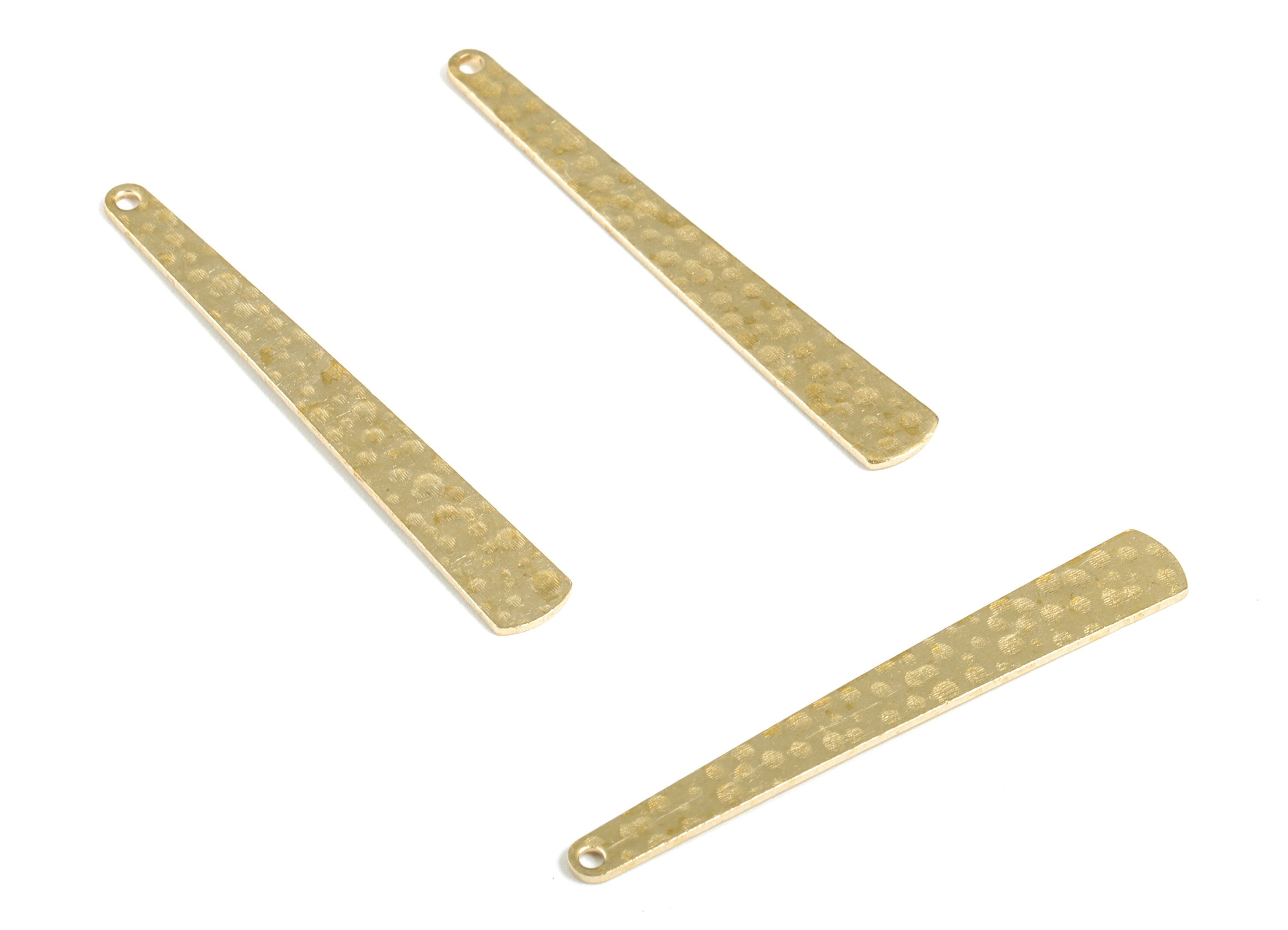 Brass Hammered Strip Earring Charms - Raw Brass Strip Pendant - Earring Findings - Jewelry Making Supplies - 43.01x5.75x0.78mm - PP3870 - DOMEDBAZAAR