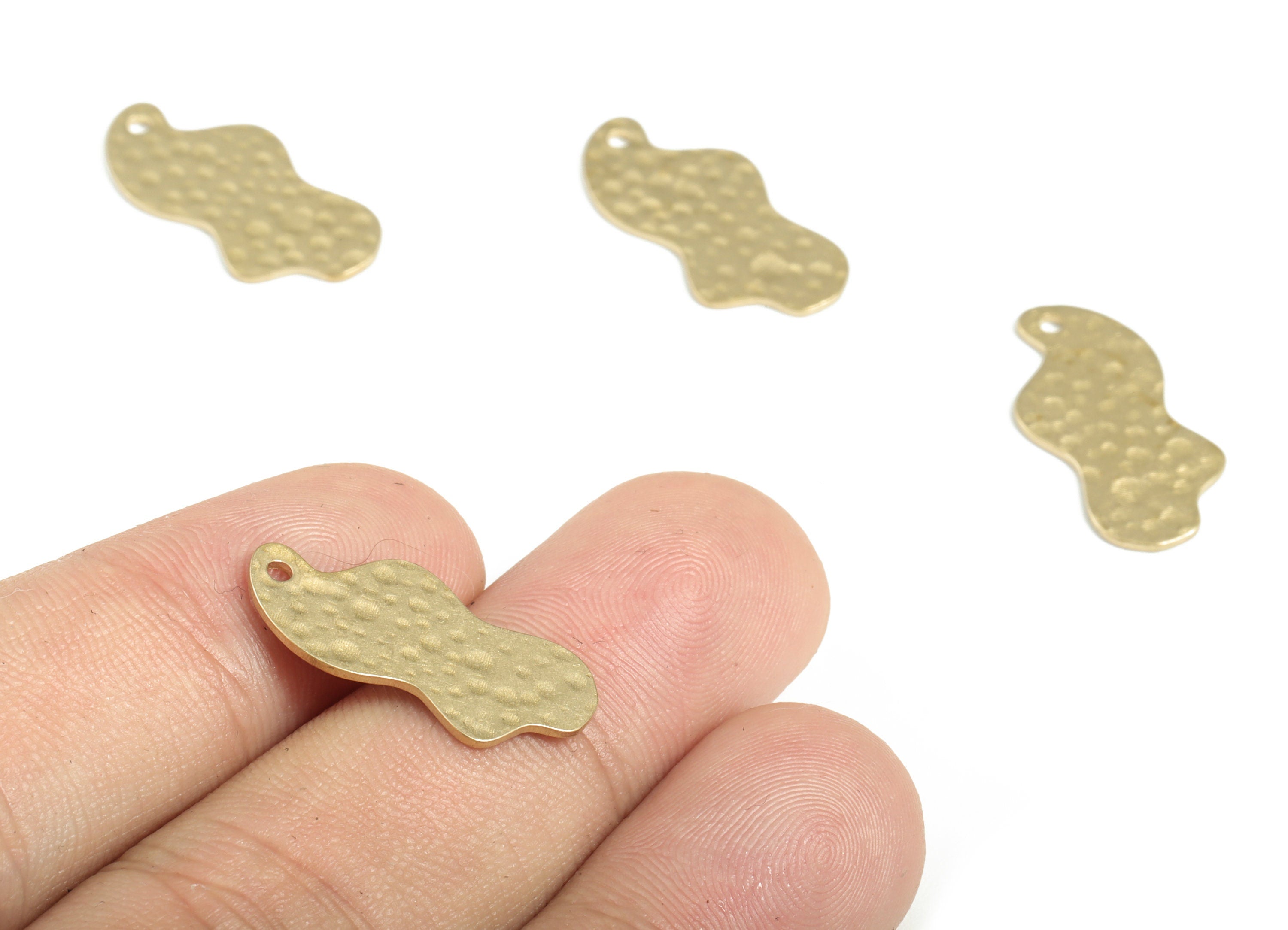 Brass Hammered Could Earring Charms - Raw Brass Could Pendant - Earring Findings - Jewelry Making Supplies - 22.53x11.08x0.77mm - PP3865 - DOMEDBAZAAR