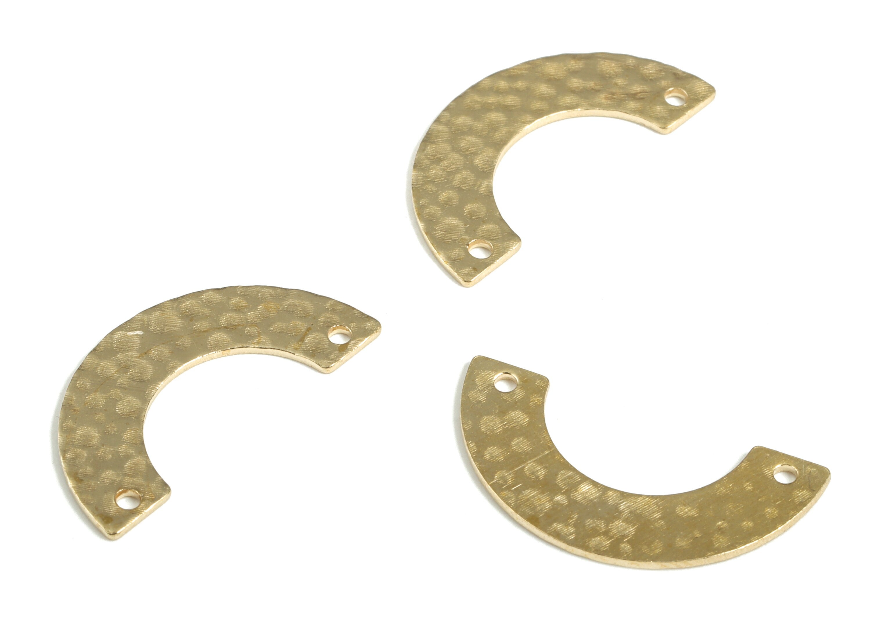 Brass Hammered U Earring Connector - Raw Brass U Earring Charms - 2 Holes - Jewelry Making Supplies - 24.94x14.48x0.77mm - PP3909 - DOMEDBAZAAR