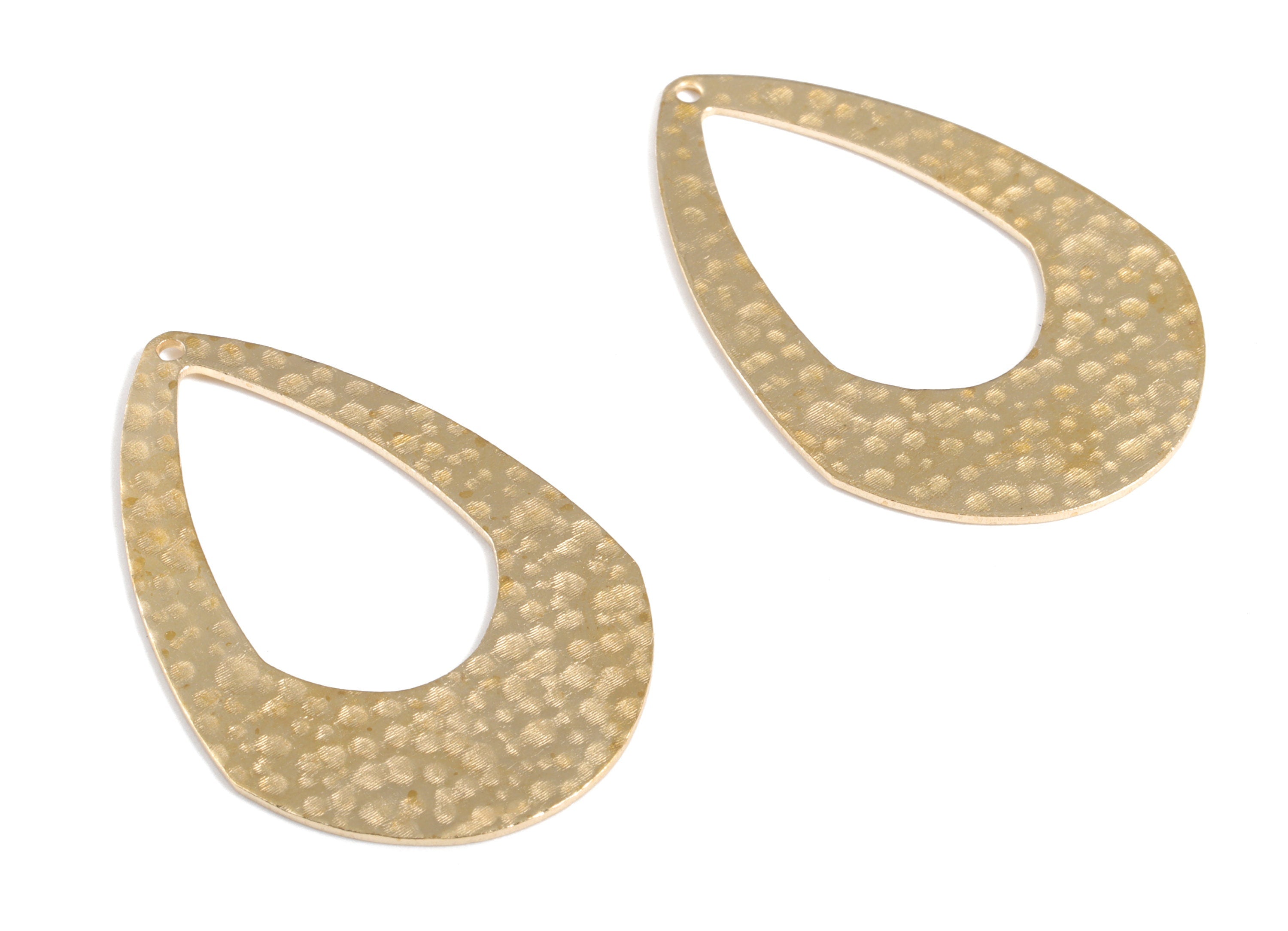 Brass Hammered Drop Earring Charms - Raw Brass Drop Pendant - Earring Findings - Jewelry Making Supplies - 41.07x27.56x0.89mm - PP3917 - DOMEDBAZAAR