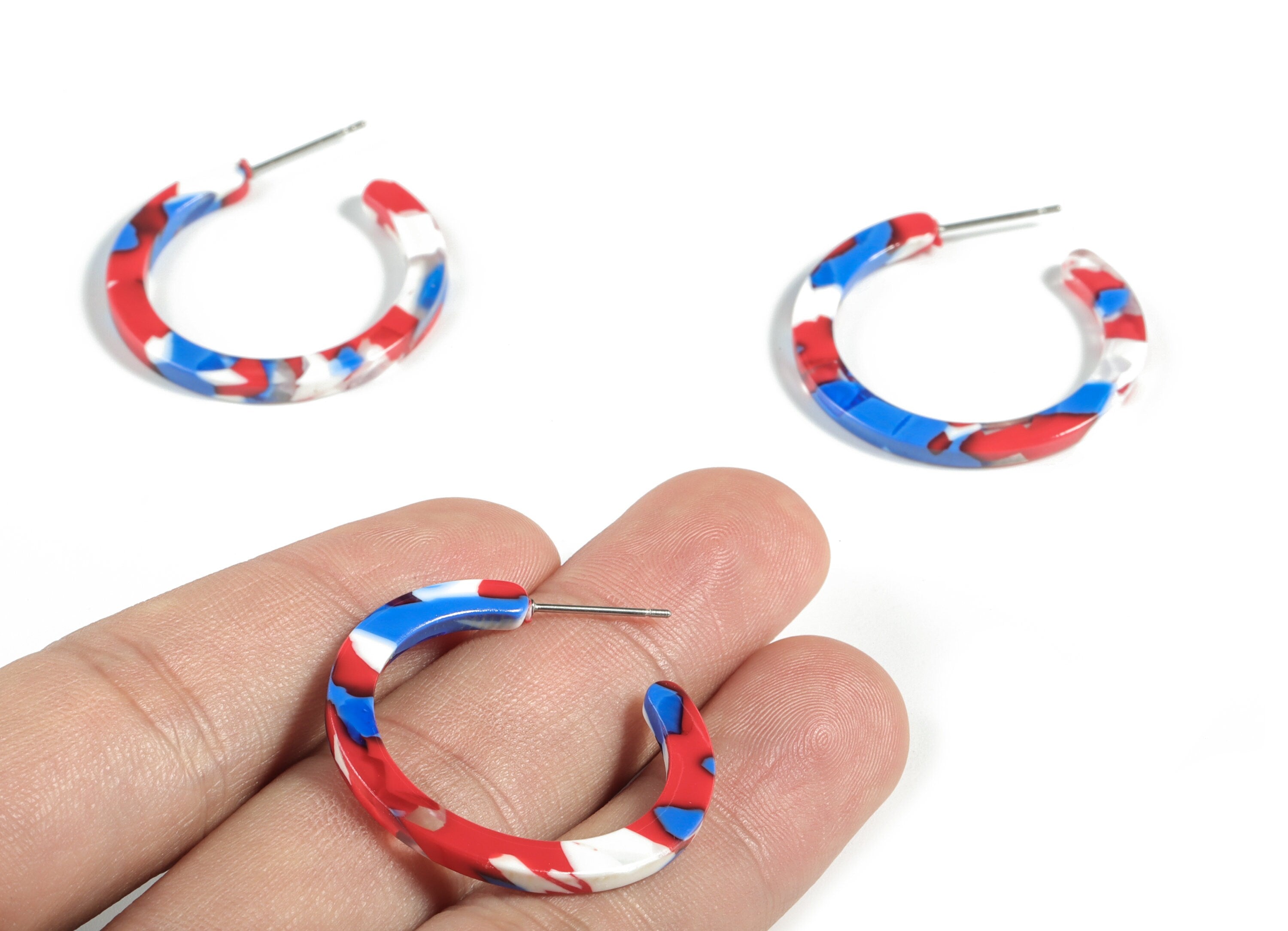 Open Hoop Earrings Stud - 1.2 inch Hoop Earring - Mix Round Earring Post - Color Code: A73 - 31.4x30.7x2.5mm - AC1829-A73 - DOMEDBAZAAR