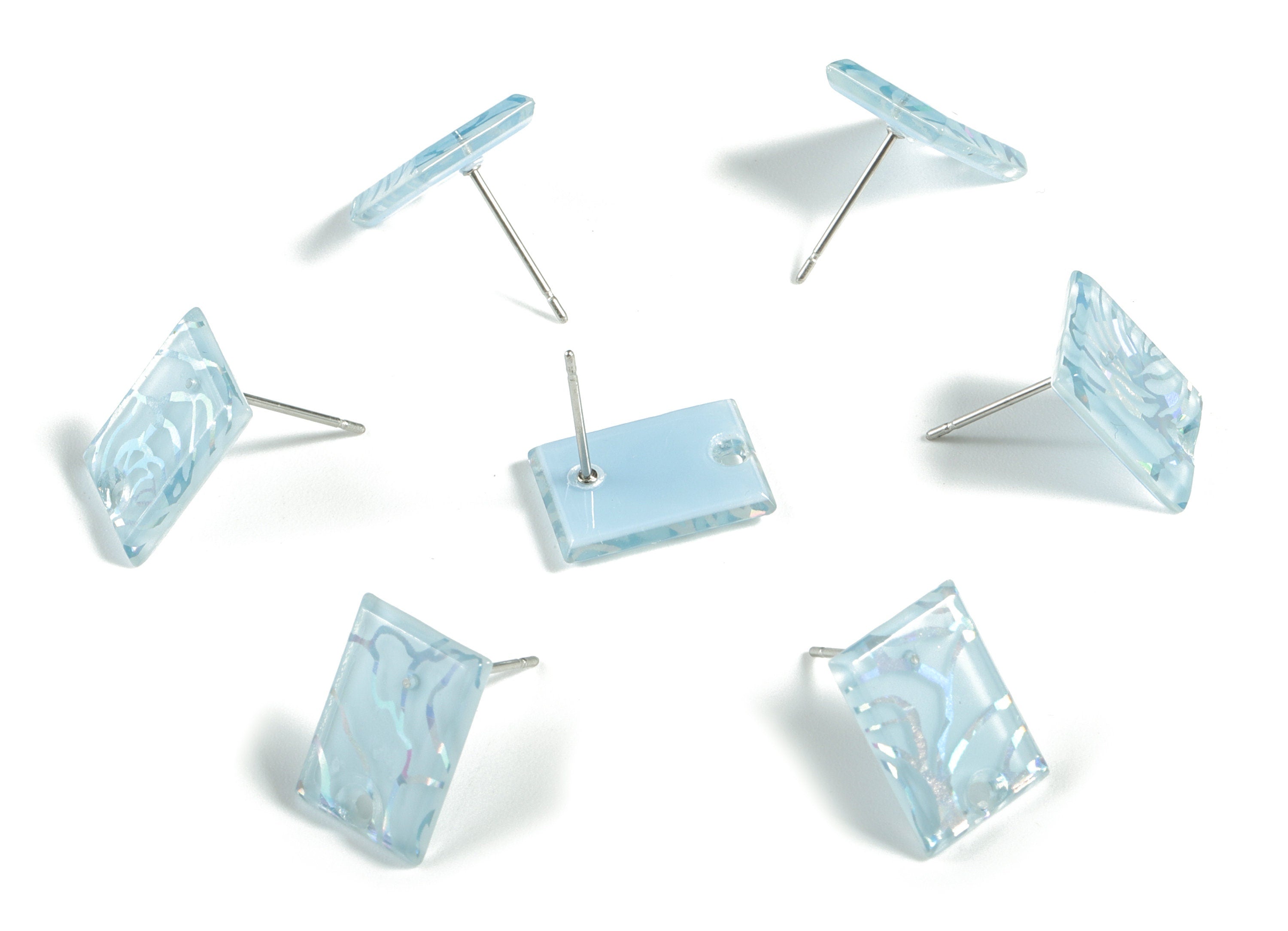 Acrylic Rectangle Earring Stud - Rectangle Earring Post - Surgical Stud - Jewelry Supplies - Color Code: A555 - 15.59x12x2.6mm - AC1663-A555 - DOMEDBAZAAR