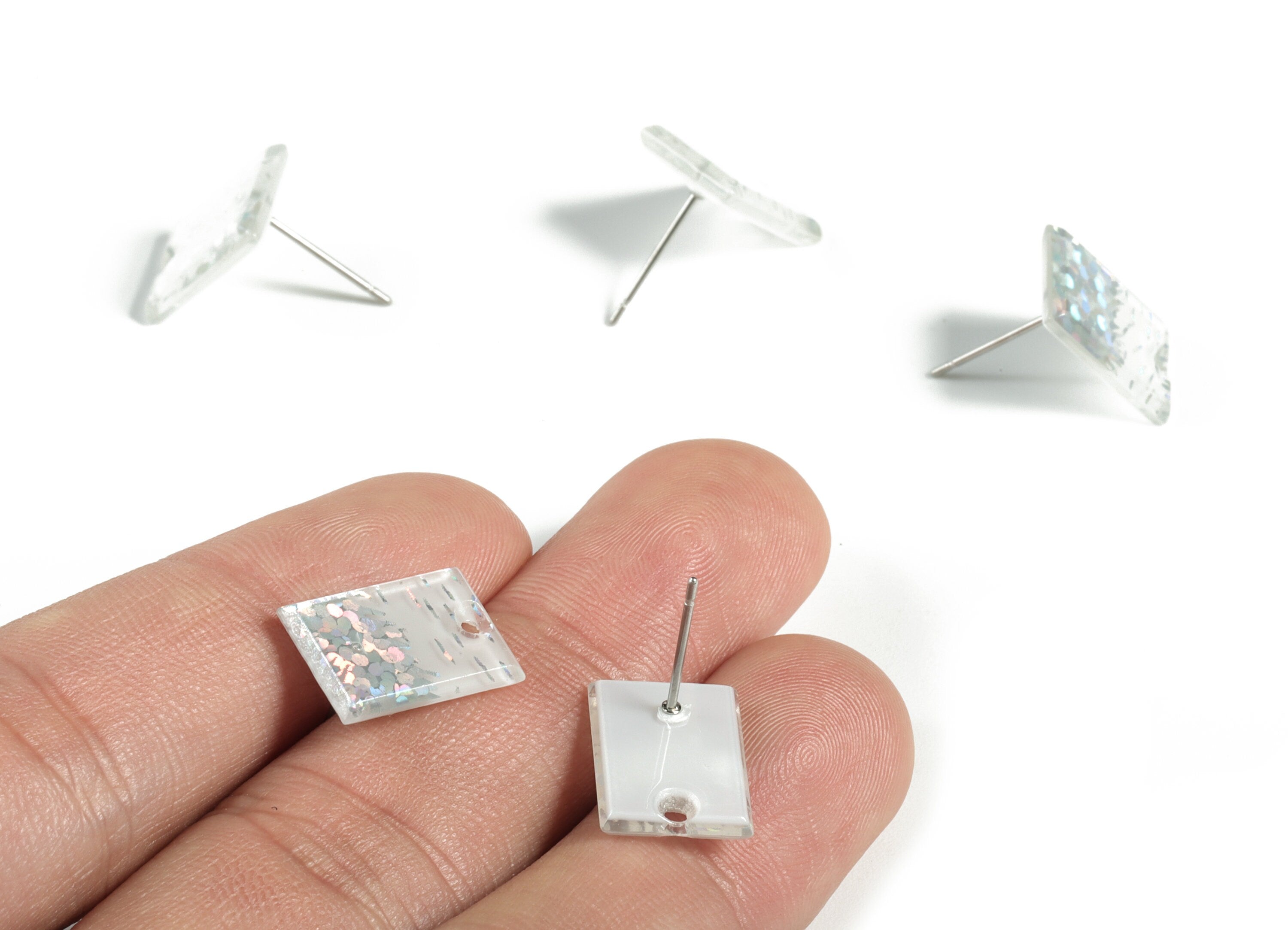 Acrylic Rectangle Earring Stud - Rectangle Earring Post - Surgical Stud - Jewelry Supplies - Color Code: A556 - 15.59x12x2.6mm - AC1663-A556 - DOMEDBAZAAR