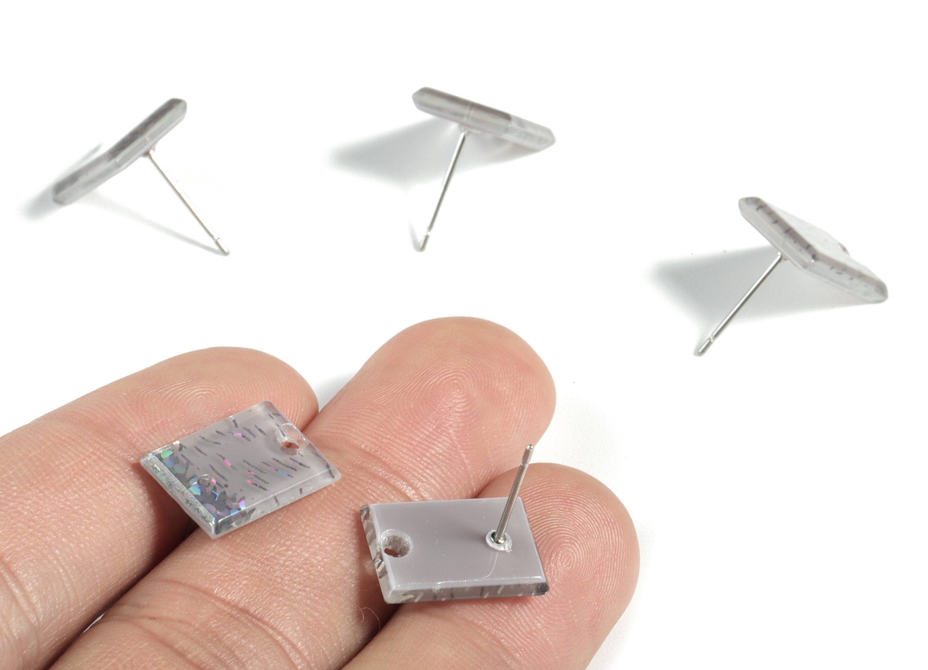 Acrylic Rectangle Earring Stud - Rectangle Earring Post - Surgical Stud - Jewelry Supplies - Color Code: A557 - 15.59x12x2.6mm - AC1663-A557 - DOMEDBAZAAR