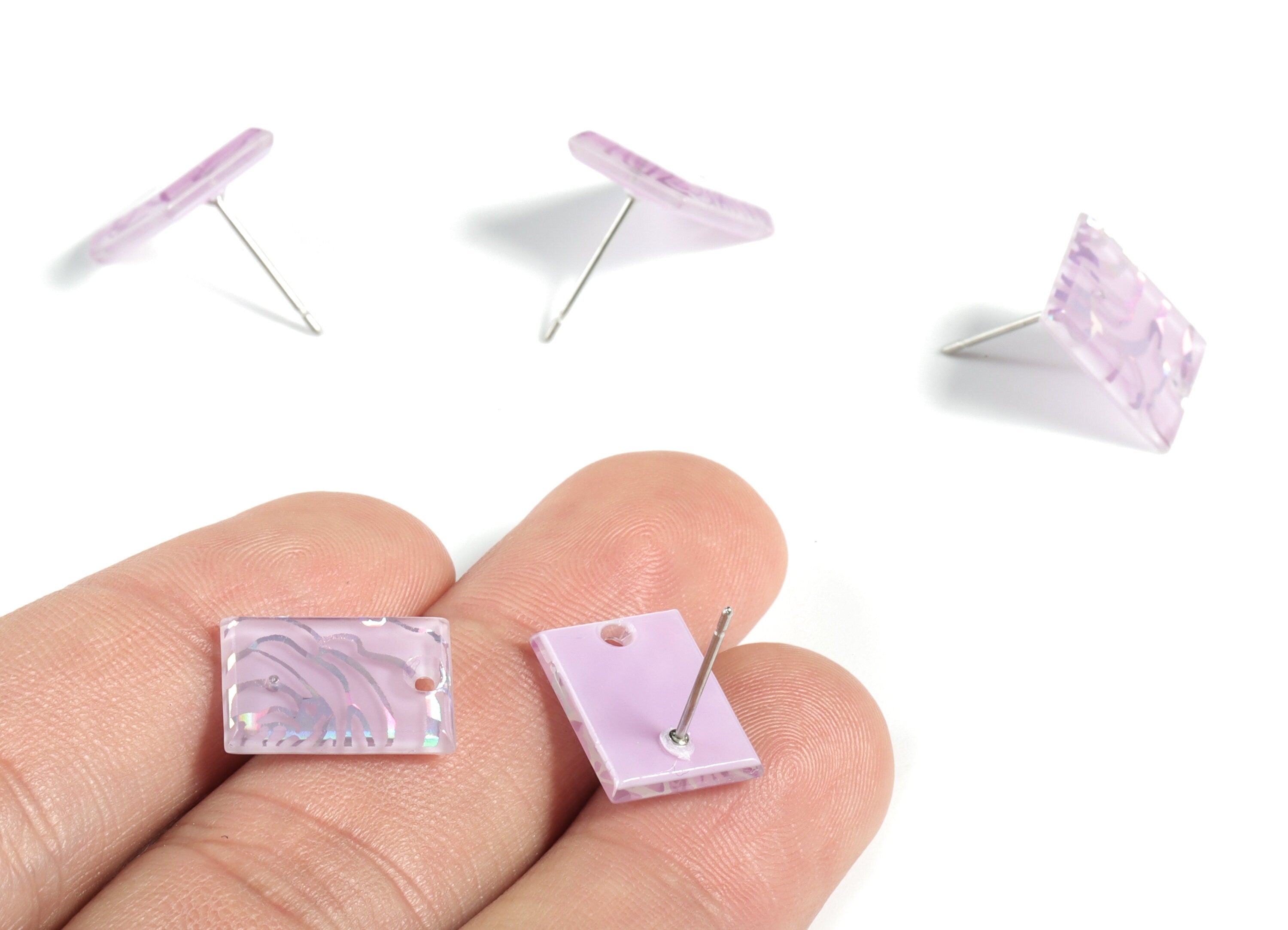 Acrylic Rectangle Earring Stud - Rectangle Earring Post - Surgical Stud - Jewelry Supplies - Color Code: A558 - 15.59x12x2.6mm - AC1663-A558 - DOMEDBAZAAR