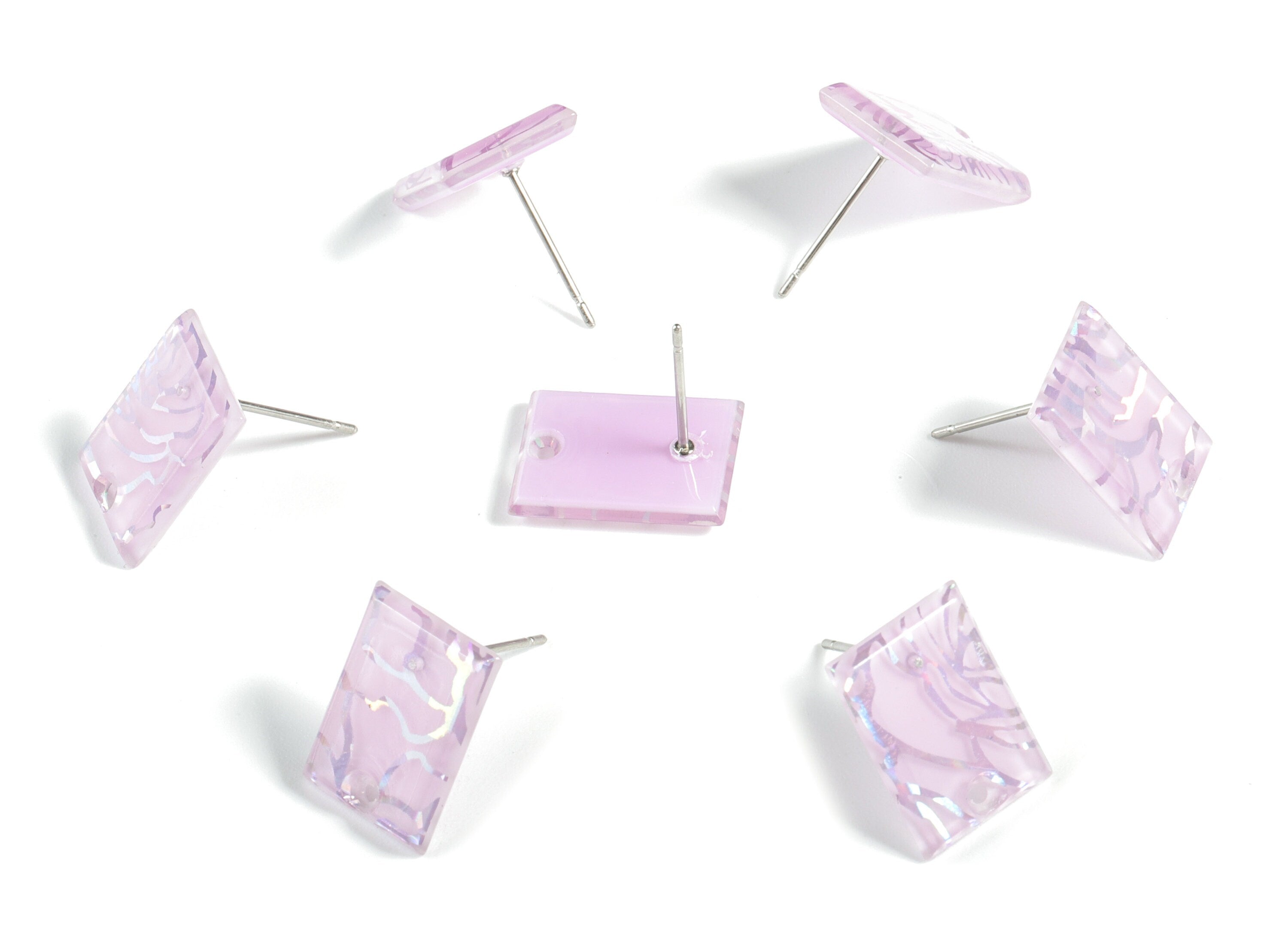 Acrylic Rectangle Earring Stud - Rectangle Earring Post - Surgical Stud - Jewelry Supplies - Color Code: A558 - 15.59x12x2.6mm - AC1663-A558 - DOMEDBAZAAR