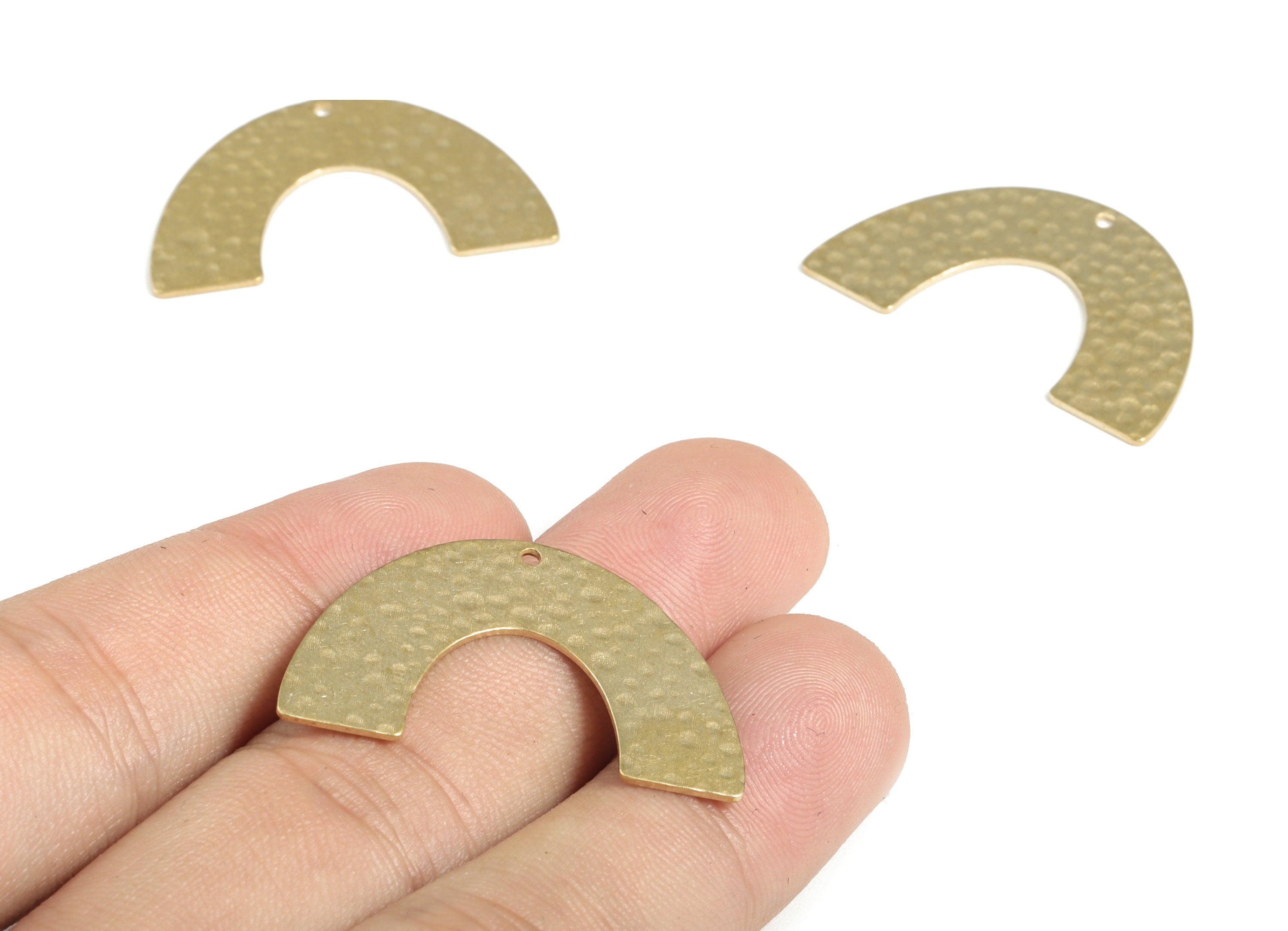 Brass Hammered U Earring Charms - Raw Brass U Pendant - Earring Findings - Jewelry Making Supplies - 34.01x21.05x0.76mm - PP3859 - DOMEDBAZAAR