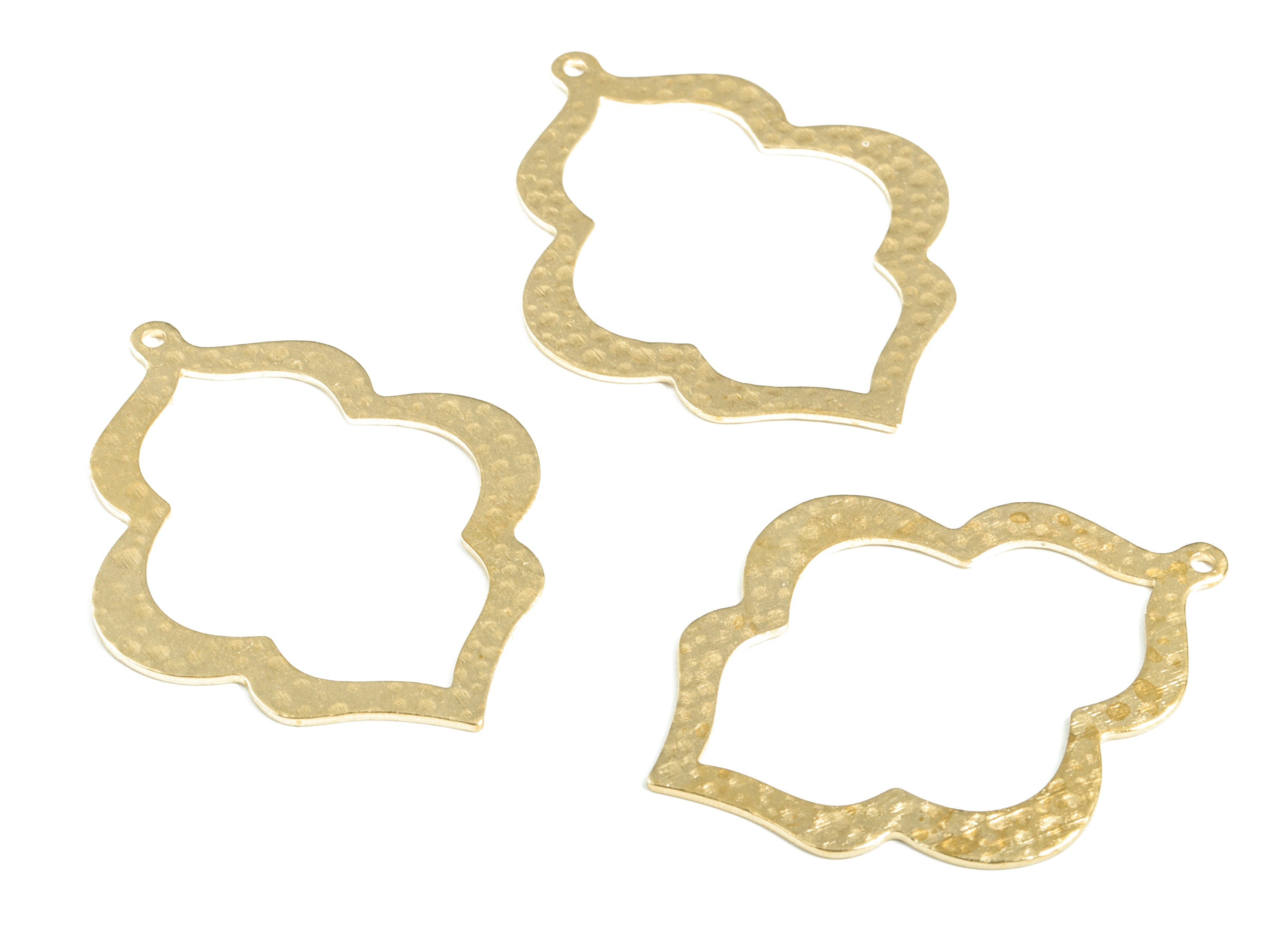 Brass Hammered Geometry Earring Charms - Raw Brass Geometry Pendant - Earring Findings - Jewelry Making Supplies - 49.05x37.9x0.9mm - PP3874 - DOMEDBAZAAR