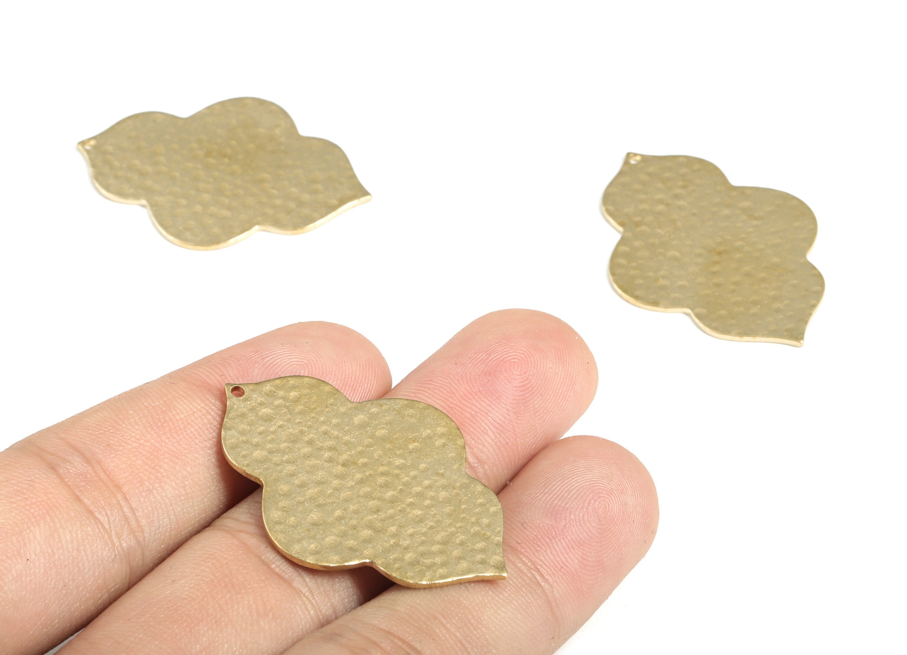 Brass Hammered Geometry Earring Charms - Raw Brass Geometry Pendant - Earring Findings - Jewelry Making Supplies - 38.62x27.57x1mm - PP3875 - DOMEDBAZAAR