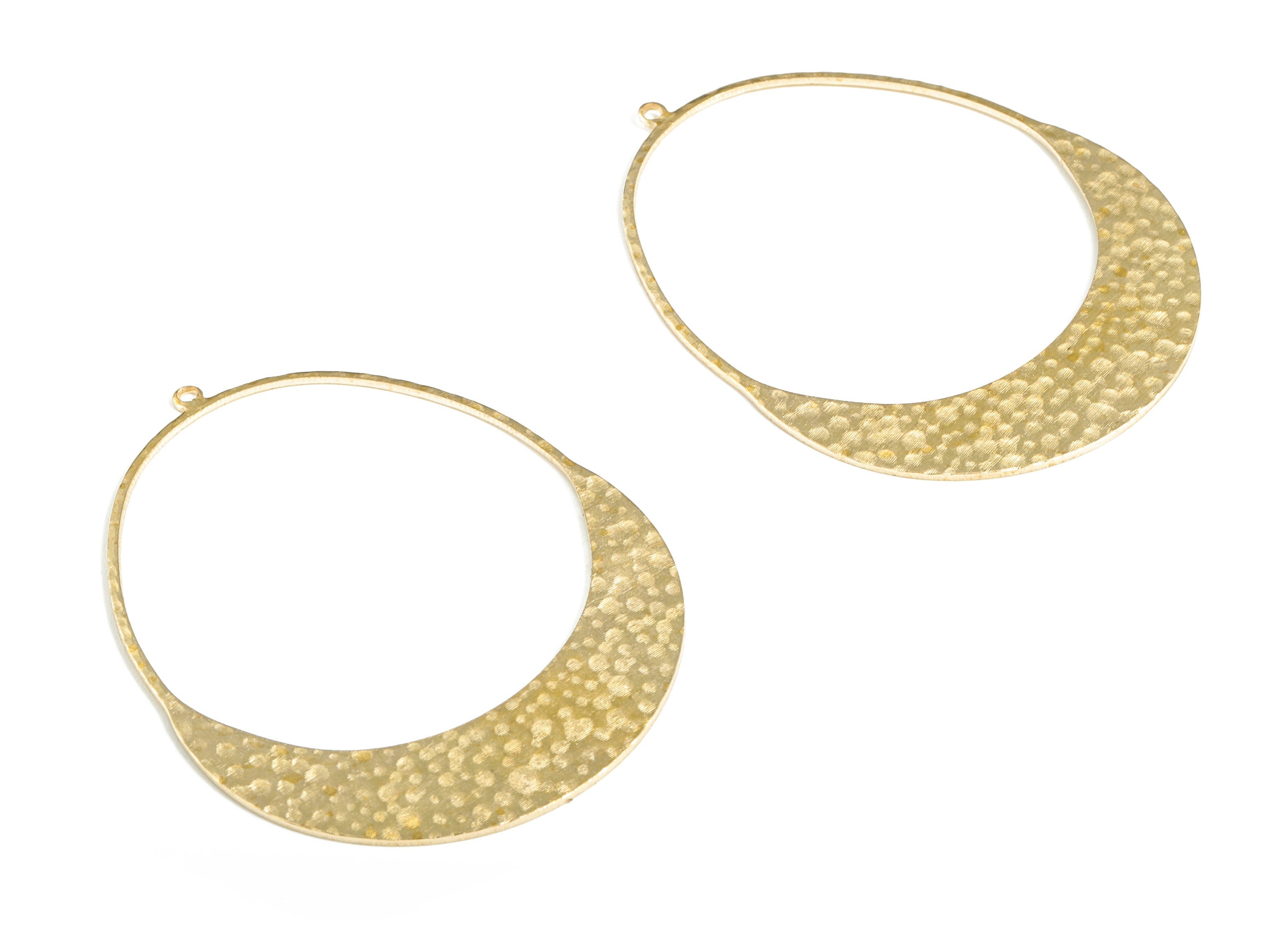 Brass Hammered Drop Earring Charms - Raw Brass Drop Pendant - Earring Findings - Jewelry Making Supplies - 53.73x42.04x0.84mm - PP3883 - DOMEDBAZAAR