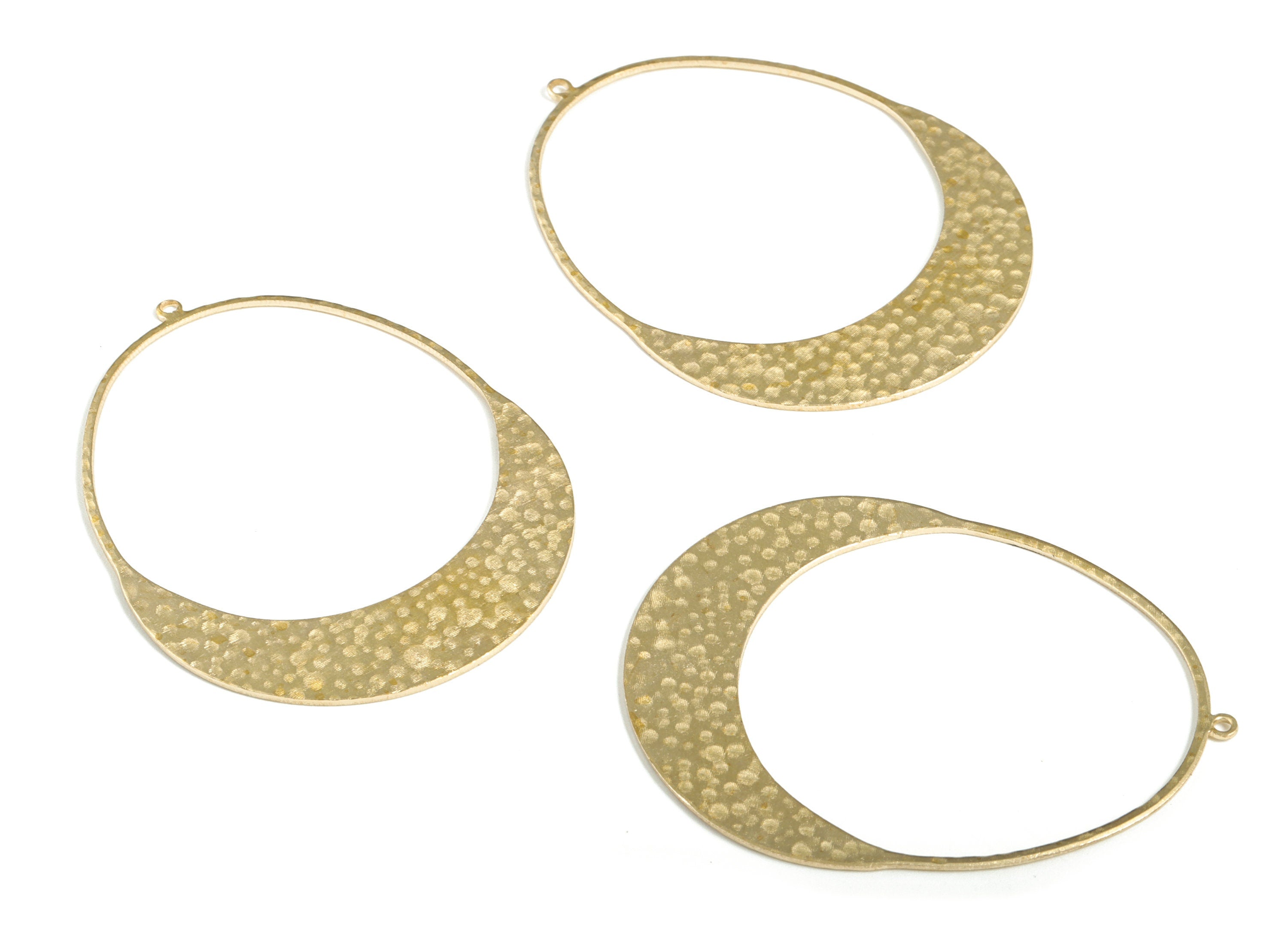Brass Hammered Drop Earring Charms - Raw Brass Drop Pendant - Earring Findings - Jewelry Making Supplies - 53.73x42.04x0.84mm - PP3883 - DOMEDBAZAAR
