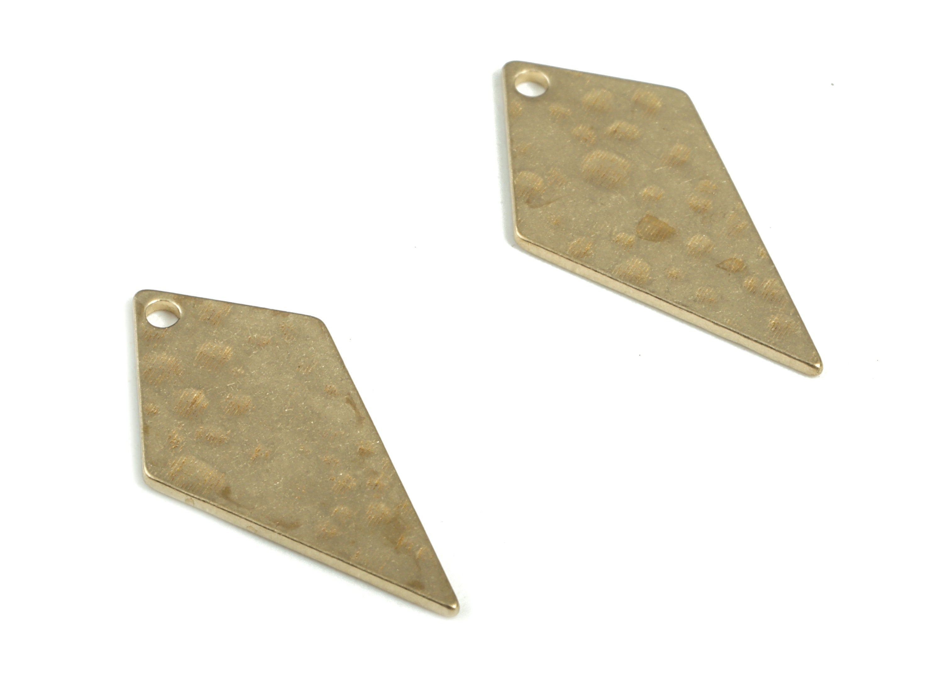 Brass Hammered Diamond Earring Charms - Raw Brass Diamond Pendant - Earring Findings - Jewelry Making Supplies - 20.27x9.56x0.77mm - PP3879 - DOMEDBAZAAR