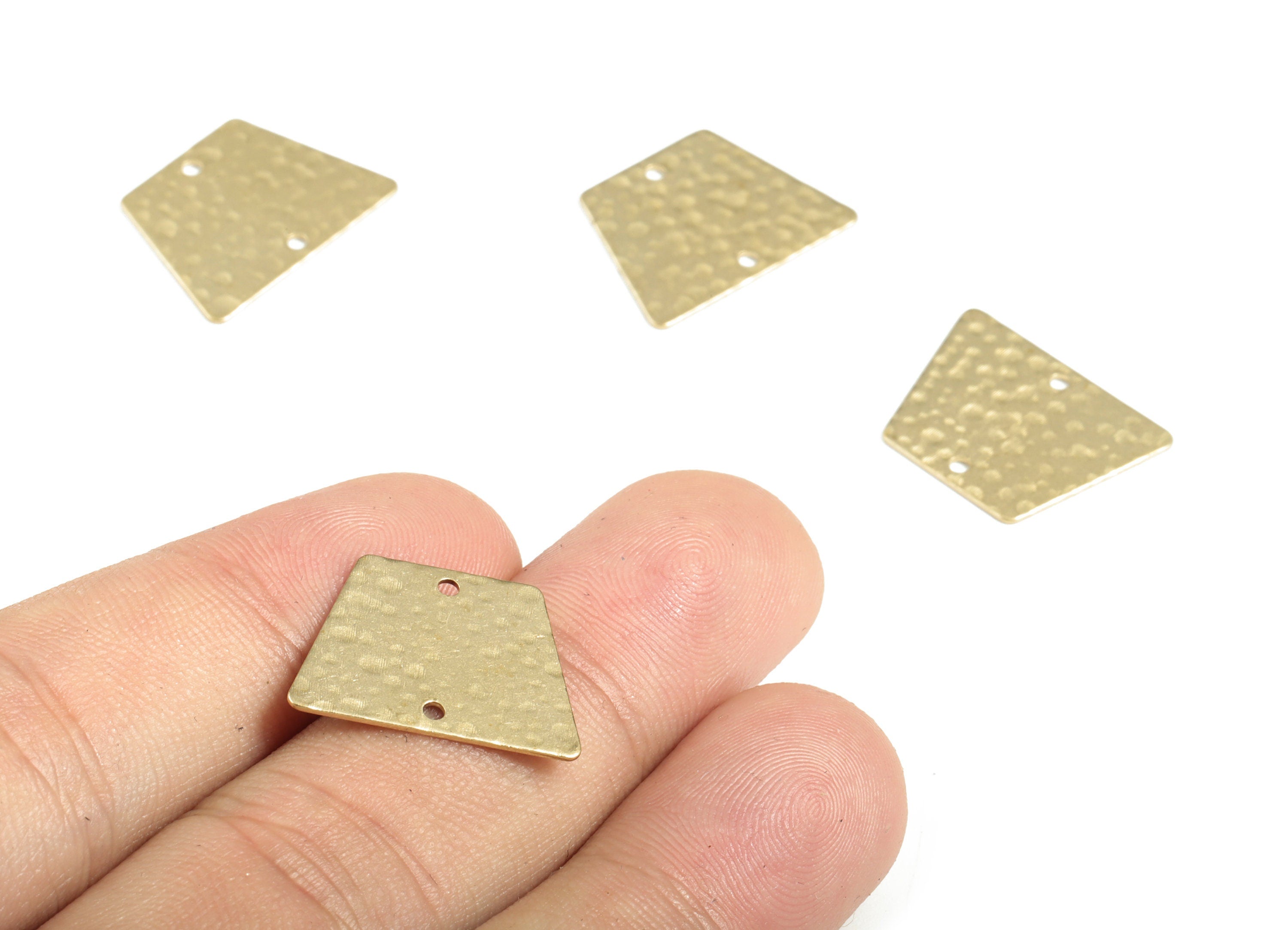 Brass Hammered Trapezoid Earring Connector - Raw Brass Trapezoid Charms - Jewelry Making Supplies - 19.96x15.03x0.61mm - PP3881 - DOMEDBAZAAR