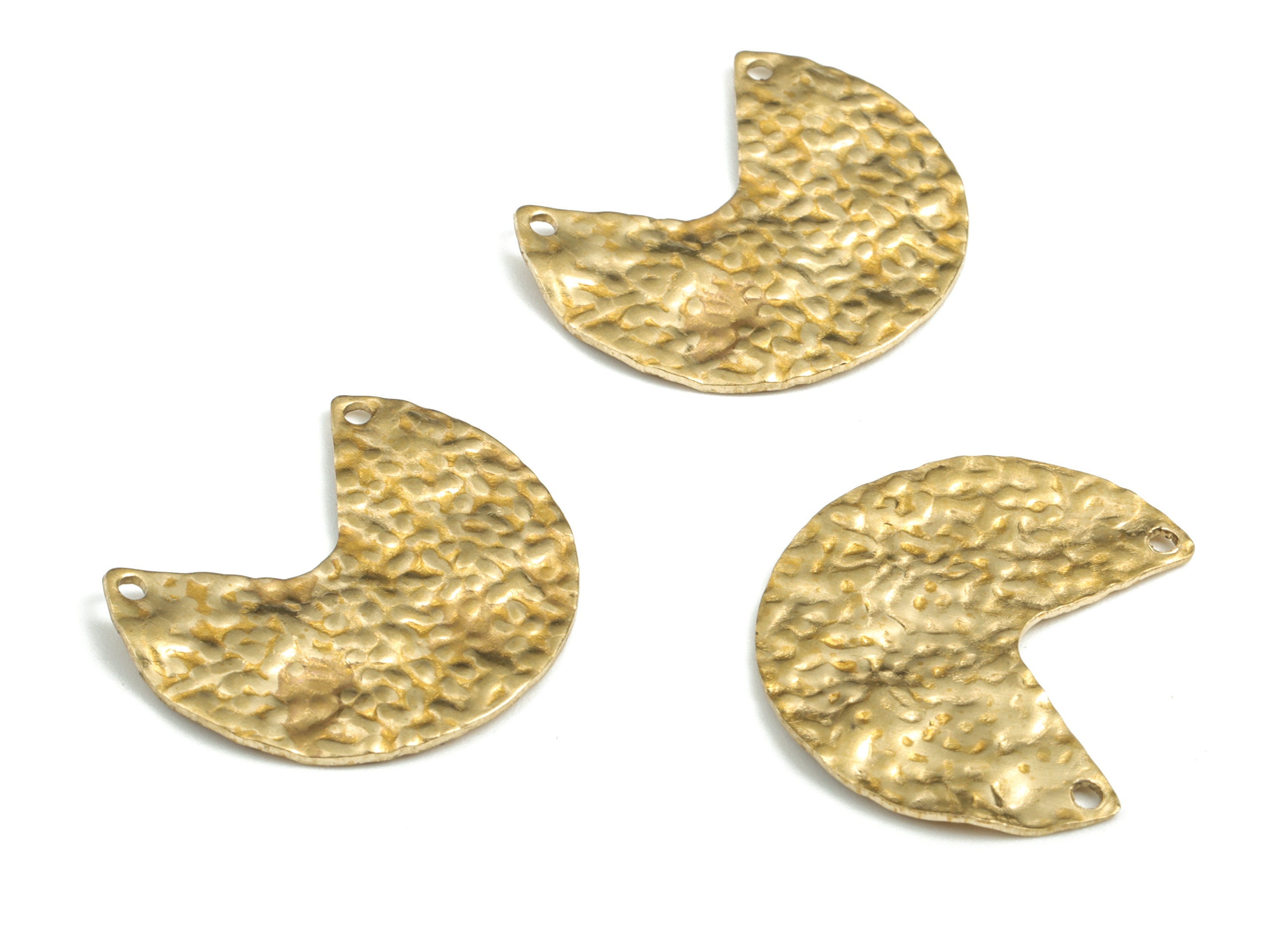 Brass Textured Sector of Circle Earring Charms – Geometric Brass Earring Connector – Jewelry Supplies - 24.99x20.84x1.32mm - PP3954 - DOMEDBAZAAR