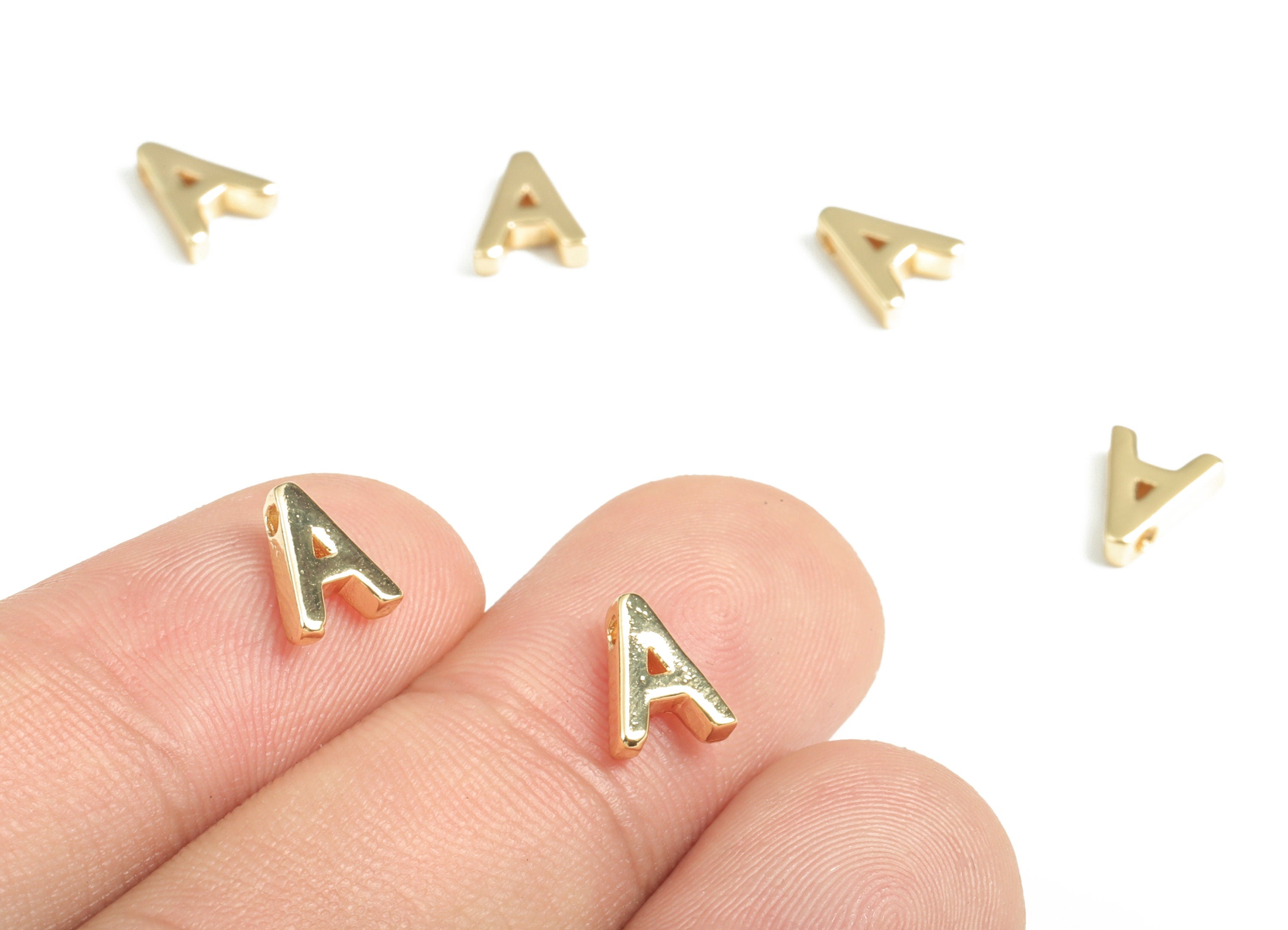 Brass Capital Letter A Charm – Brass Initial Beads – Brass Necklace Charms – 18k Real Gold Plated Alphabet Beads – 7.88x6.5x2.1mm – RGP2854A - DOMEDBAZAAR