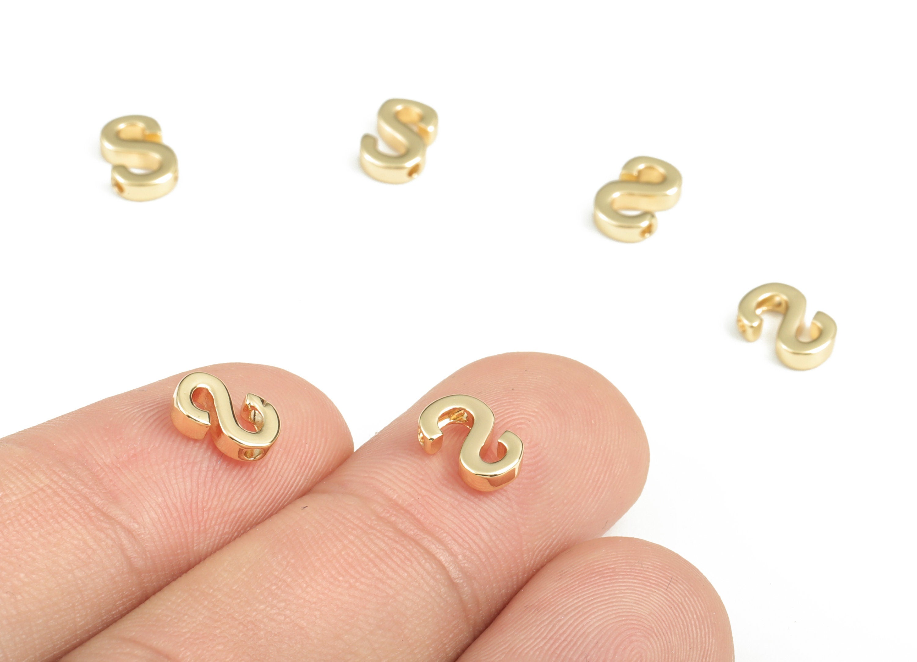 Brass Capital Letter S Charm – Bracelet Initial Beads – Necklace Charms – 18k Real Gold Plated Alphabet Beads–89.04x5.45x2.04mm – RGP2854S - DOMEDBAZAAR
