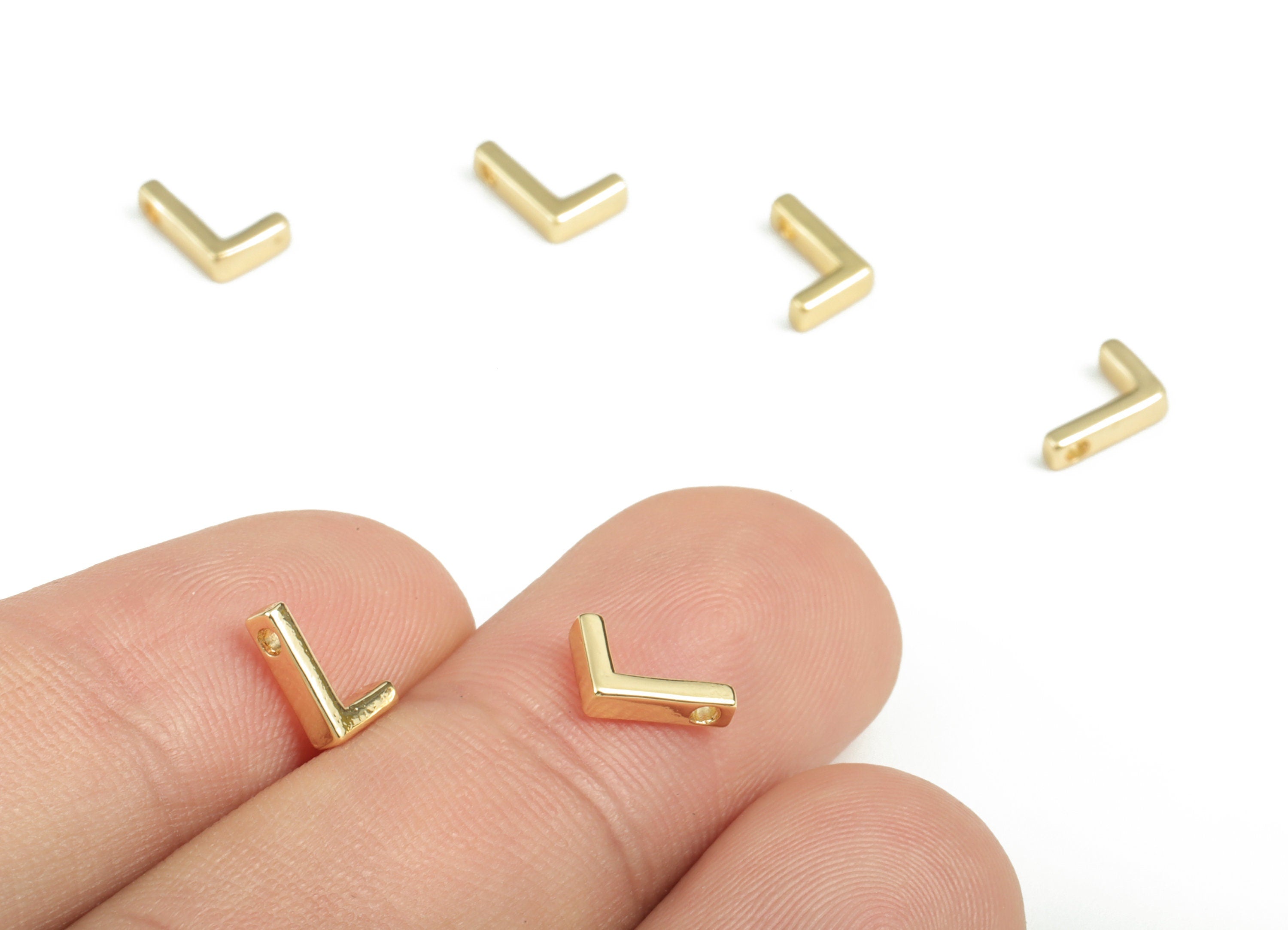 Brass Capital Letter L Charm – Bracelet Initial Beads – Brass Necklace Charms – 18k Gold Plated Alphabet Beads–7.28x5.06x1.9mm – RGP2854L - DOMEDBAZAAR