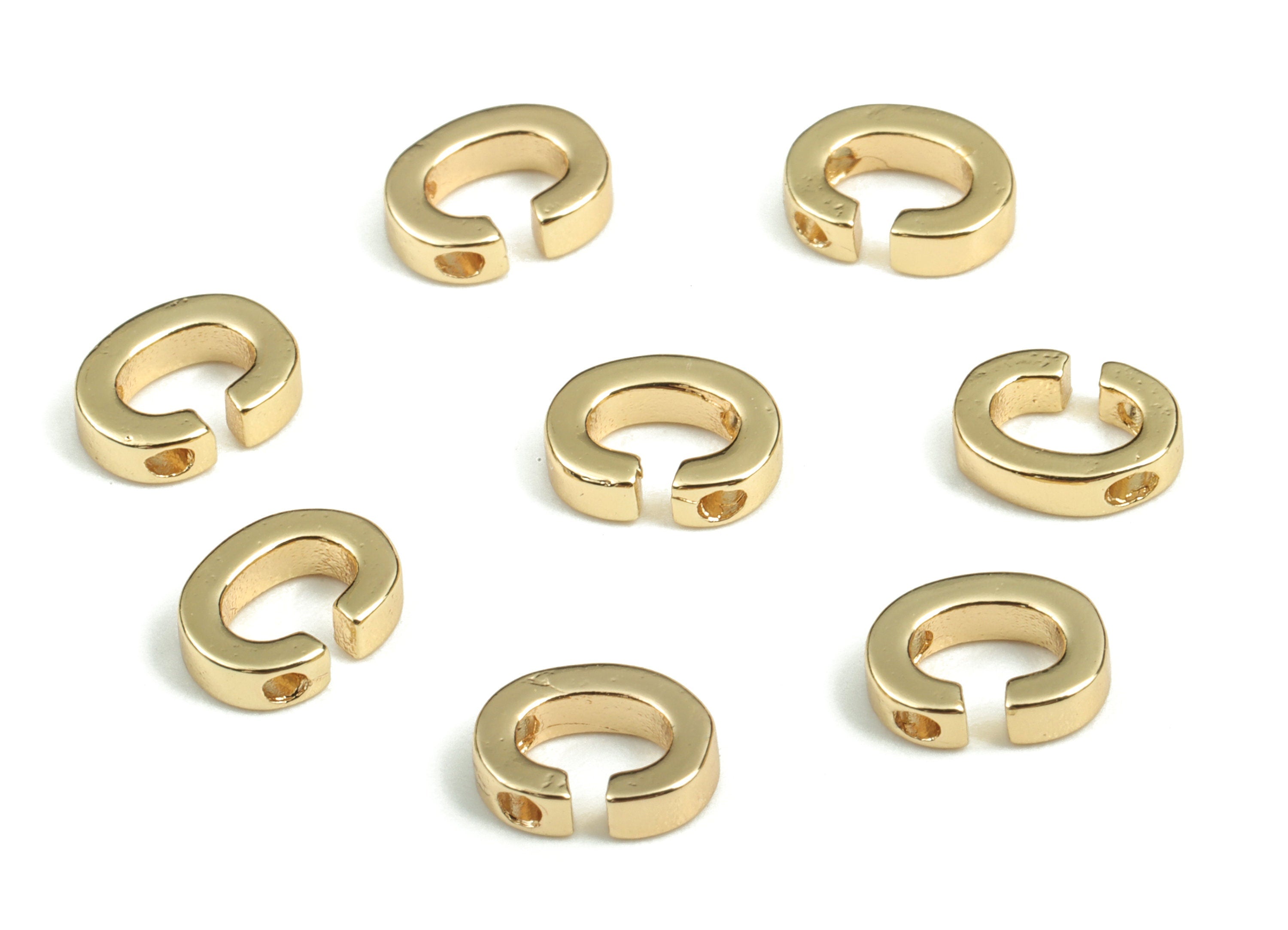 Brass Capital Letter C Charm – Brass Initial Beads – Brass Necklace Charms – 18k Real Gold Plated Alphabet Beads – 7.6x5.69x1.95mm–RGP2854C - DOMEDBAZAAR