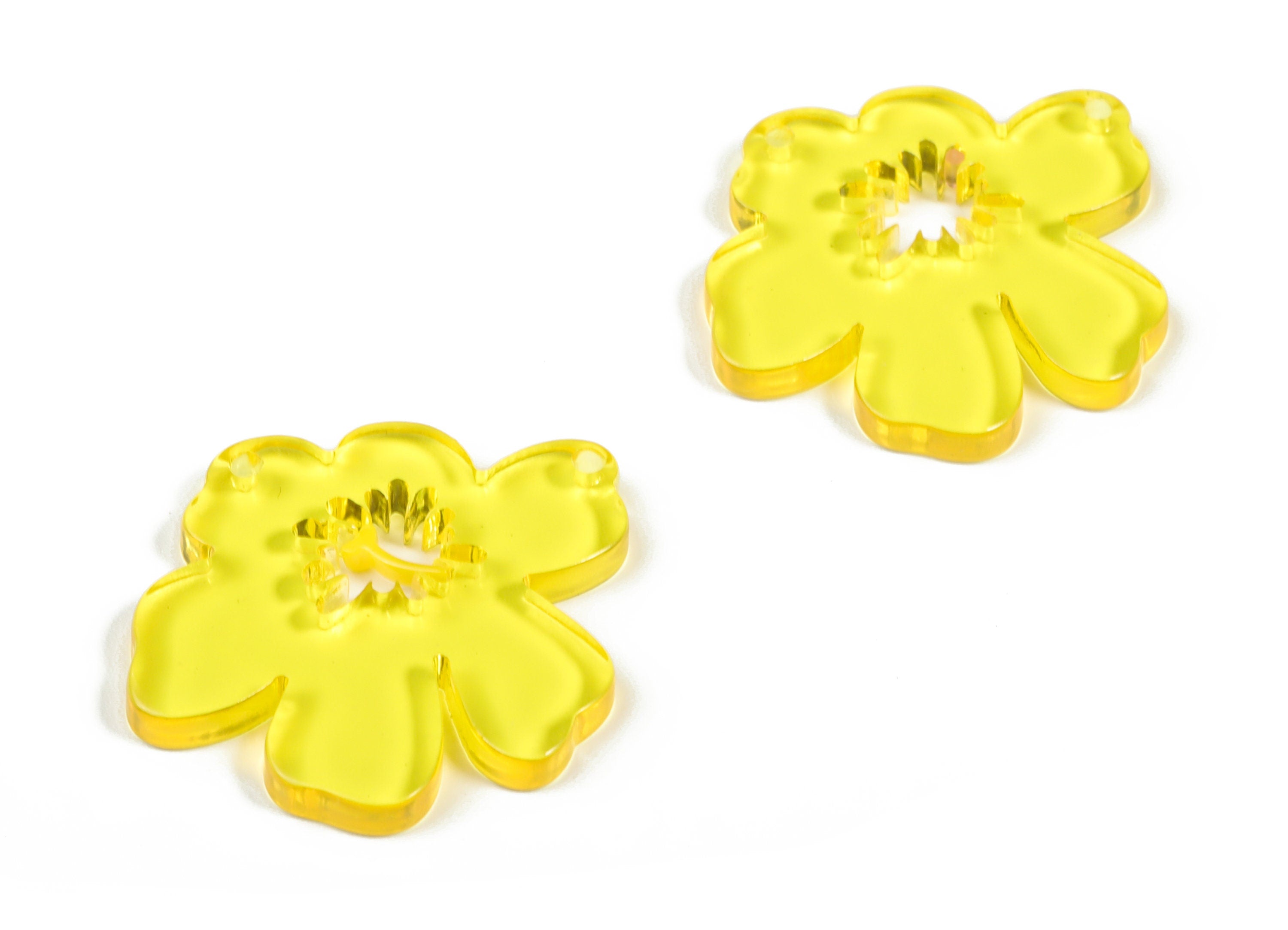 Acrylic Splash Earring Charm - Yellow Flower Earrings - Earring Findings - Jewelry Supplies - Color Code:A71 - 34.36x31x2.8mm - AC2243-A71 - DOMEDBAZAAR