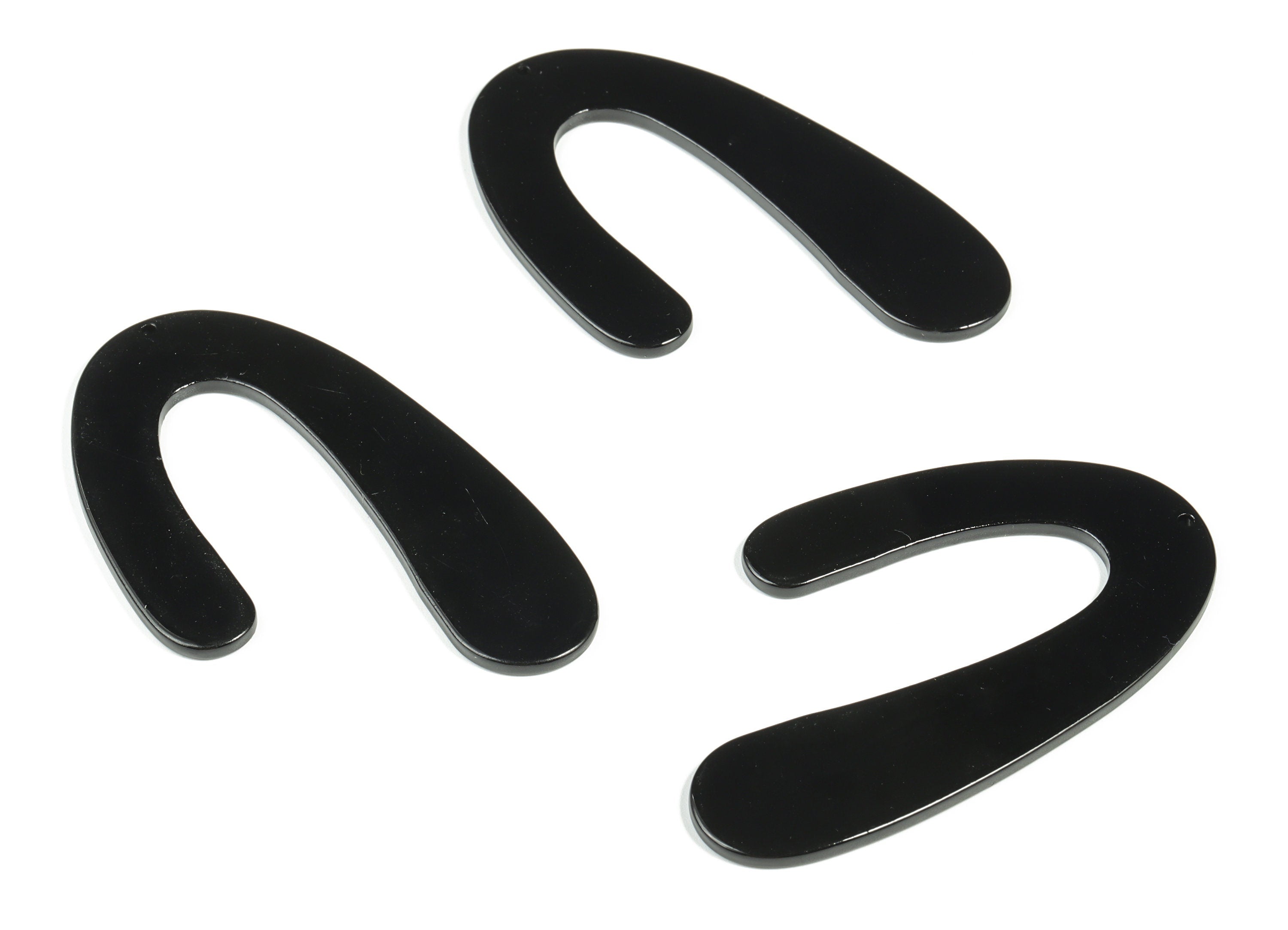 Acrylic U Earring Charms – Black Acrylic U Pendant - Earring Finding - Jewelry Supplies - Color Code: A66 - 82.47x50.43x2.71mm - AC2209-A66 - DOMEDBAZAAR