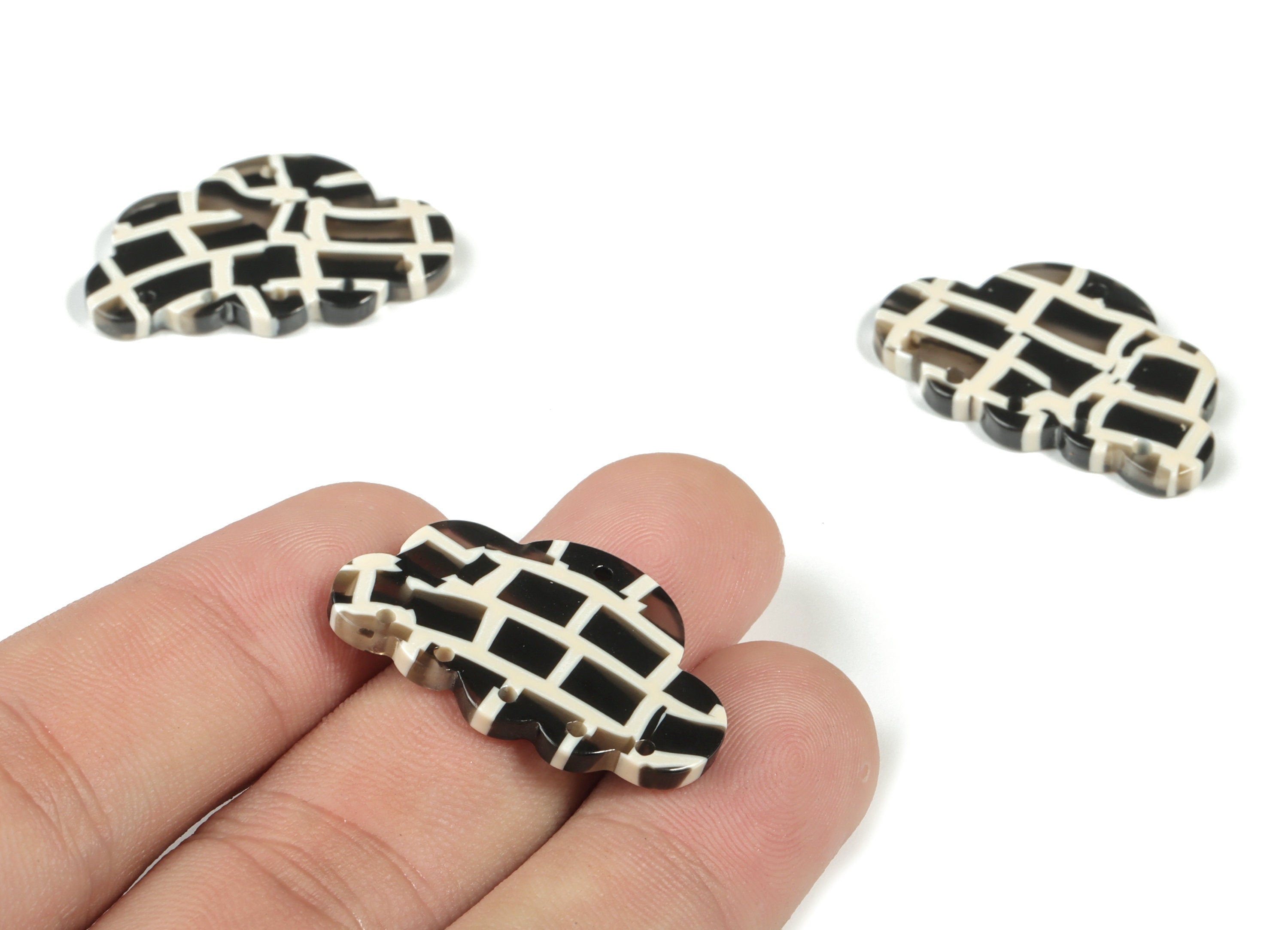 Acrylic Could Earring Connector - Acrylic Could Charms - 6 Holes - Jewelry Making Supplies - Color Code:A569 - 30x18.61x2.75mm - AC2231-A569 - DOMEDBAZAAR