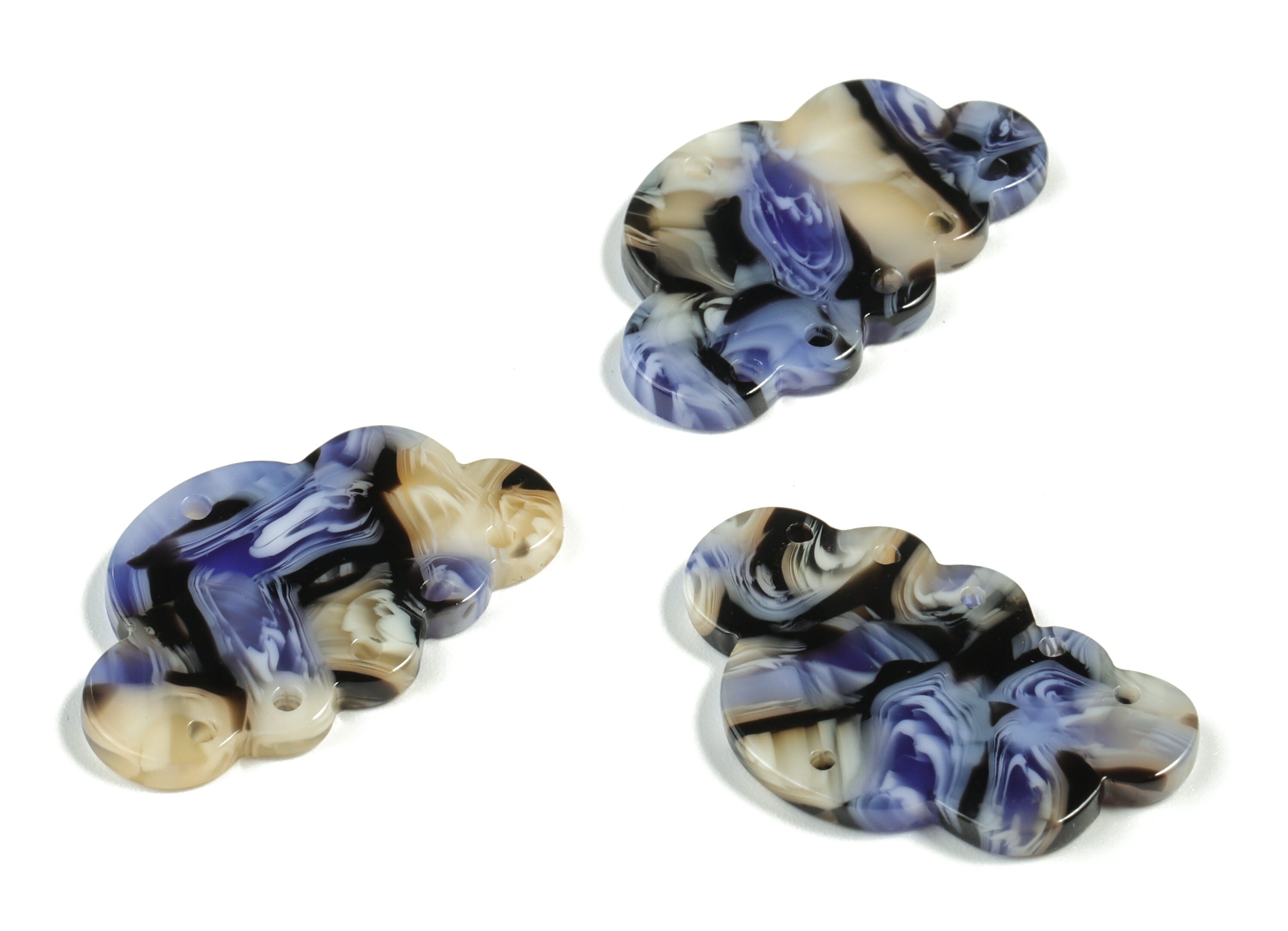 Acrylic Could Earring Connector - Acrylic Could Charms - 6 Holes - Jewelry Making Supplies - Color Code:A574 - 30x18.78x2.51mm - AC2231-A574 - DOMEDBAZAAR