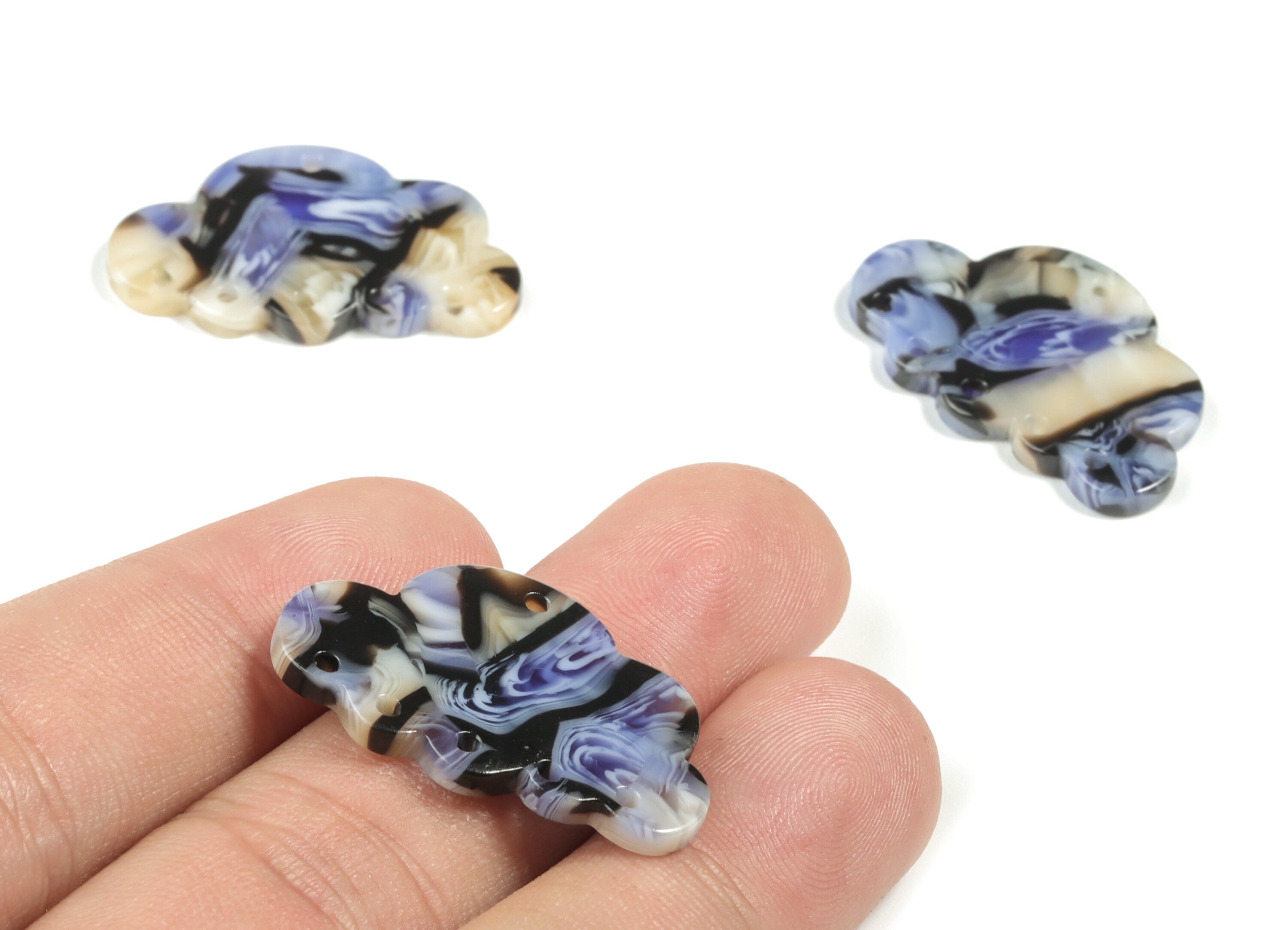 Acrylic Could Earring Connector - Acrylic Could Charms - 6 Holes - Jewelry Making Supplies - Color Code:A574 - 30x18.78x2.51mm - AC2231-A574 - DOMEDBAZAAR