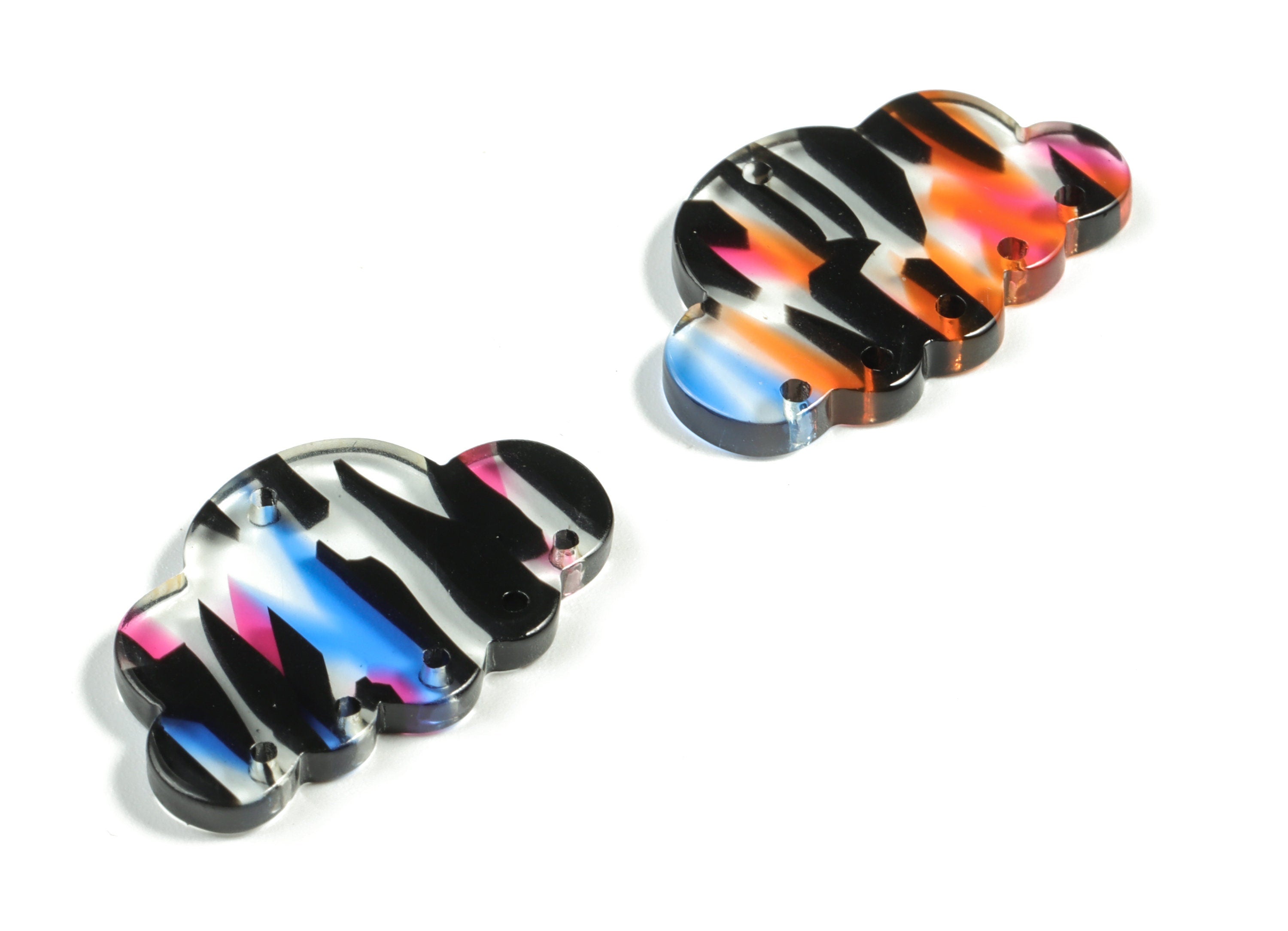 Acrylic Could Earring Connector - Acrylic Could Charms - 6 Holes - Jewelry Making Supplies - Color Code:A565 - 30x18.65x2.95mm - AC2231-A565 - DOMEDBAZAAR