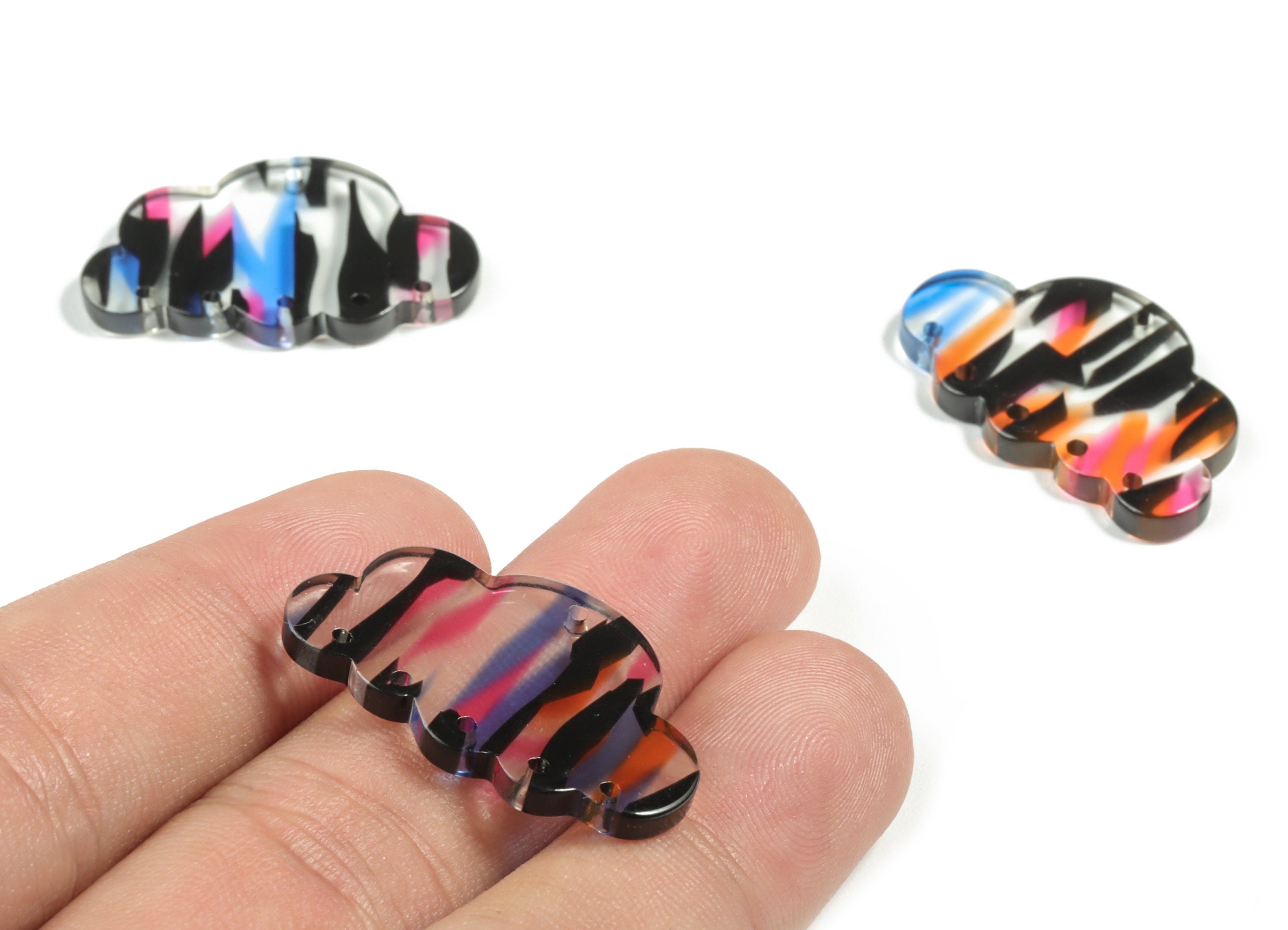 Acrylic Could Earring Connector - Acrylic Could Charms - 6 Holes - Jewelry Making Supplies - Color Code:A565 - 30x18.65x2.95mm - AC2231-A565 - DOMEDBAZAAR