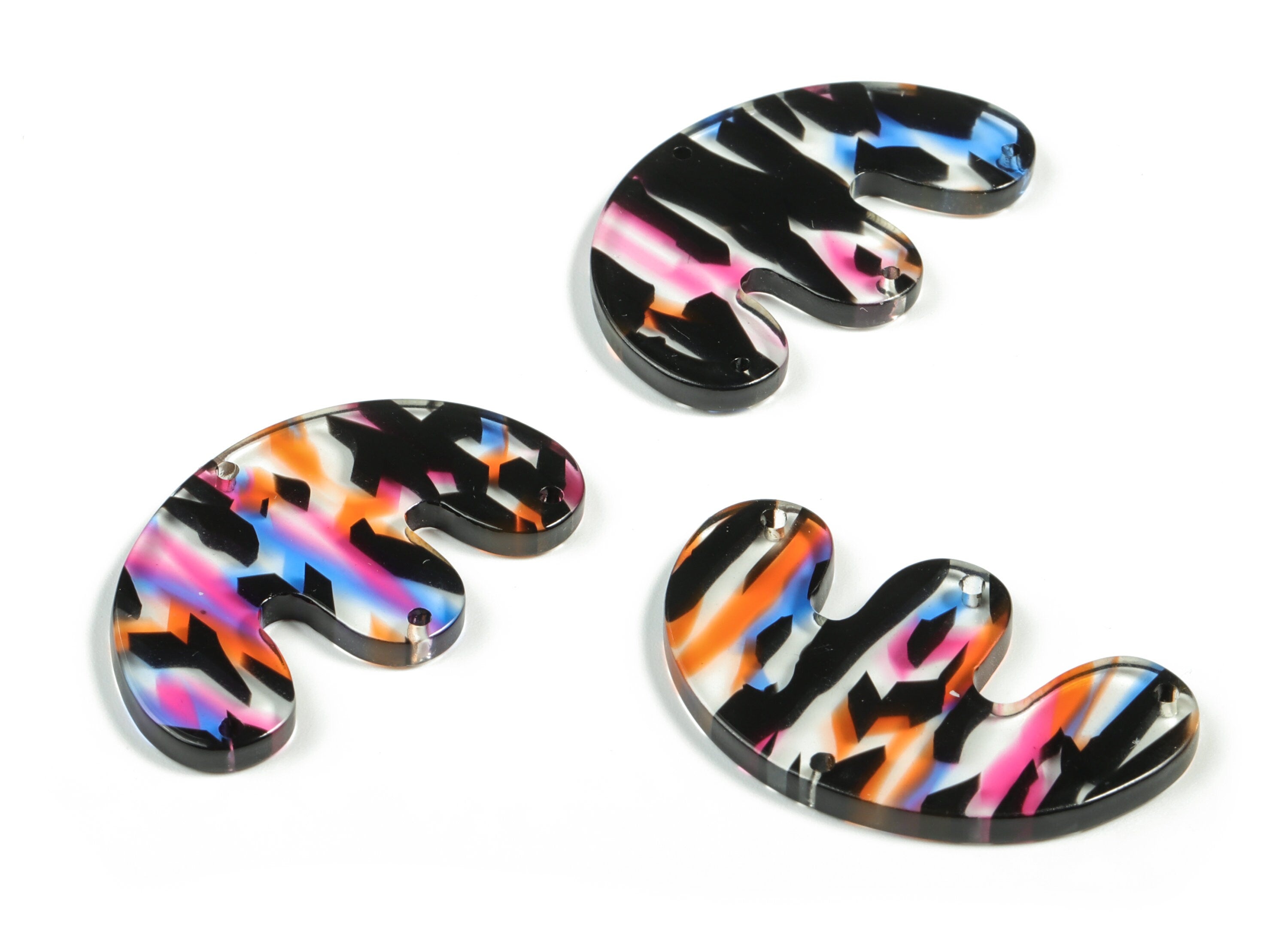 Acrylic E Earring Connector - Acrylic Geometry Charms - Jewelry Making Supplies - Color Code: A565 - 39.75x24.77x2.84mm - AC2230-A565 - DOMEDBAZAAR