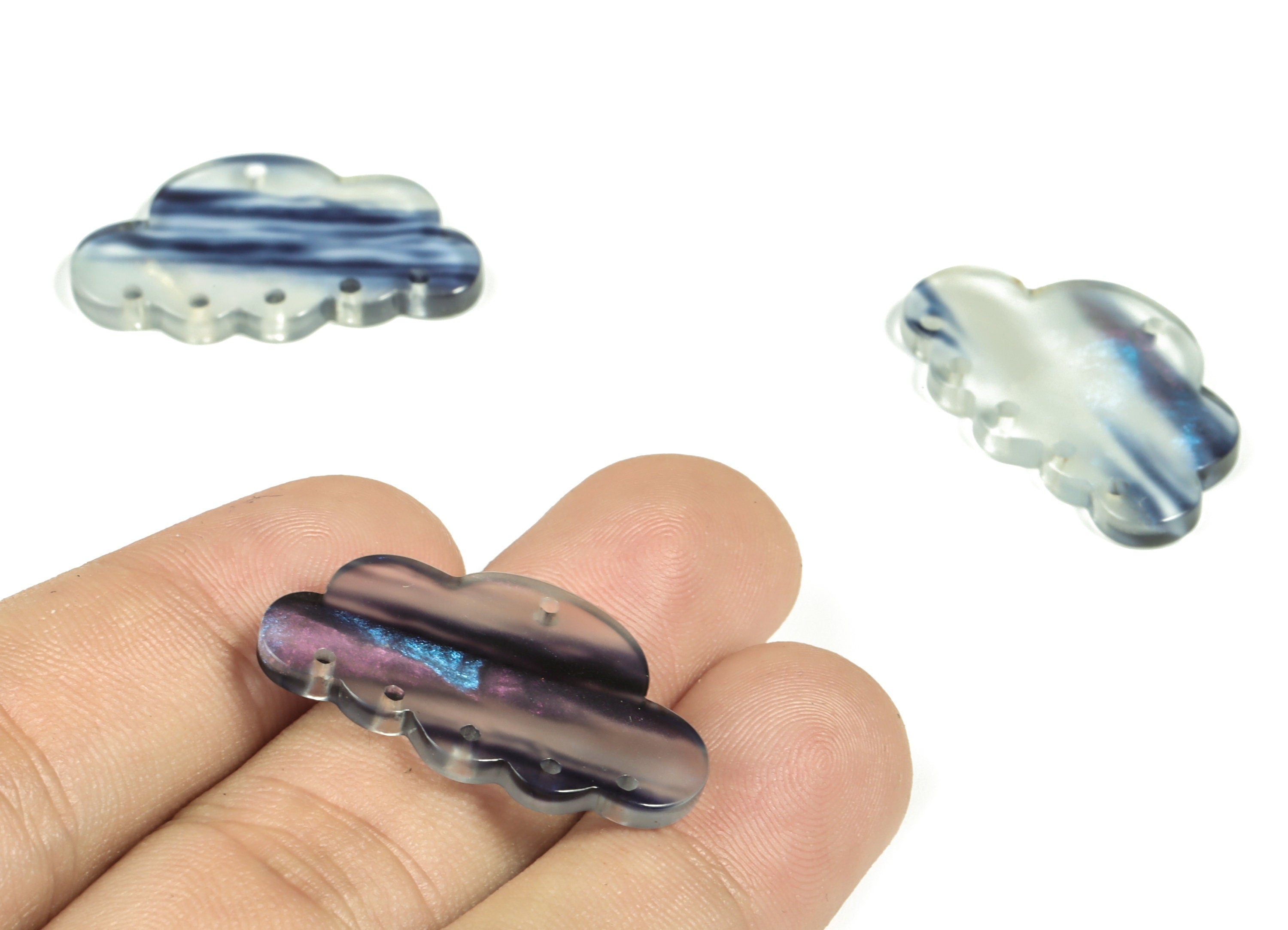 Acrylic Could Earring Connector - Acrylic Could Charms - 6 Holes - Jewelry Making Supplies - Color Code:A571 - 30x18.74x2.56mm - AC2231-A571 - DOMEDBAZAAR