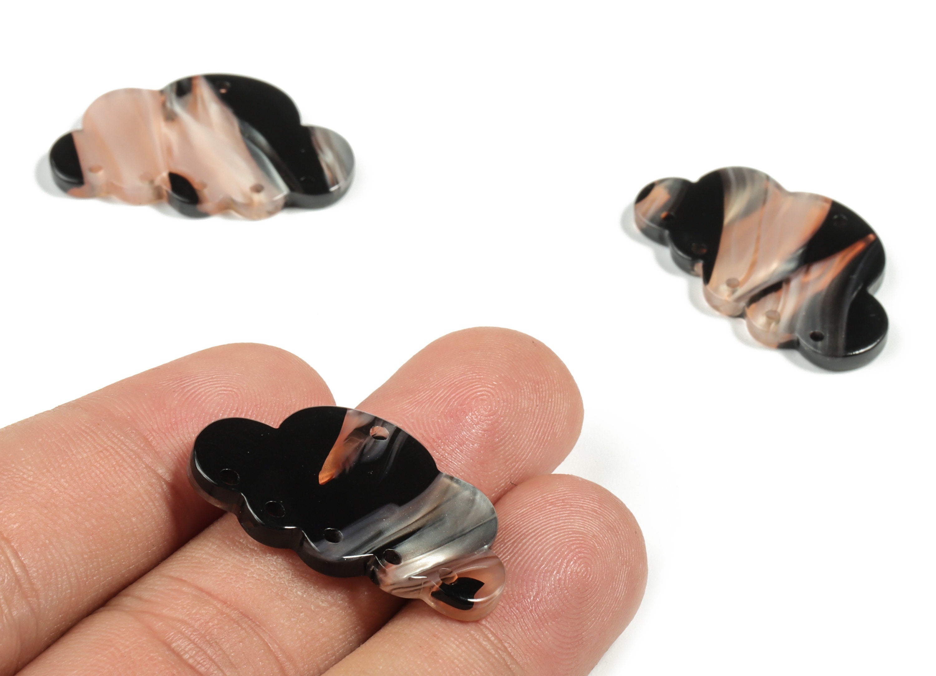 Acrylic Could Earring Connector - Acrylic Could Charms - 6 Holes - Jewelry Making Supplies - Color Code:A572 - 30x18.72x2.62mm - AC2231-A572 - DOMEDBAZAAR