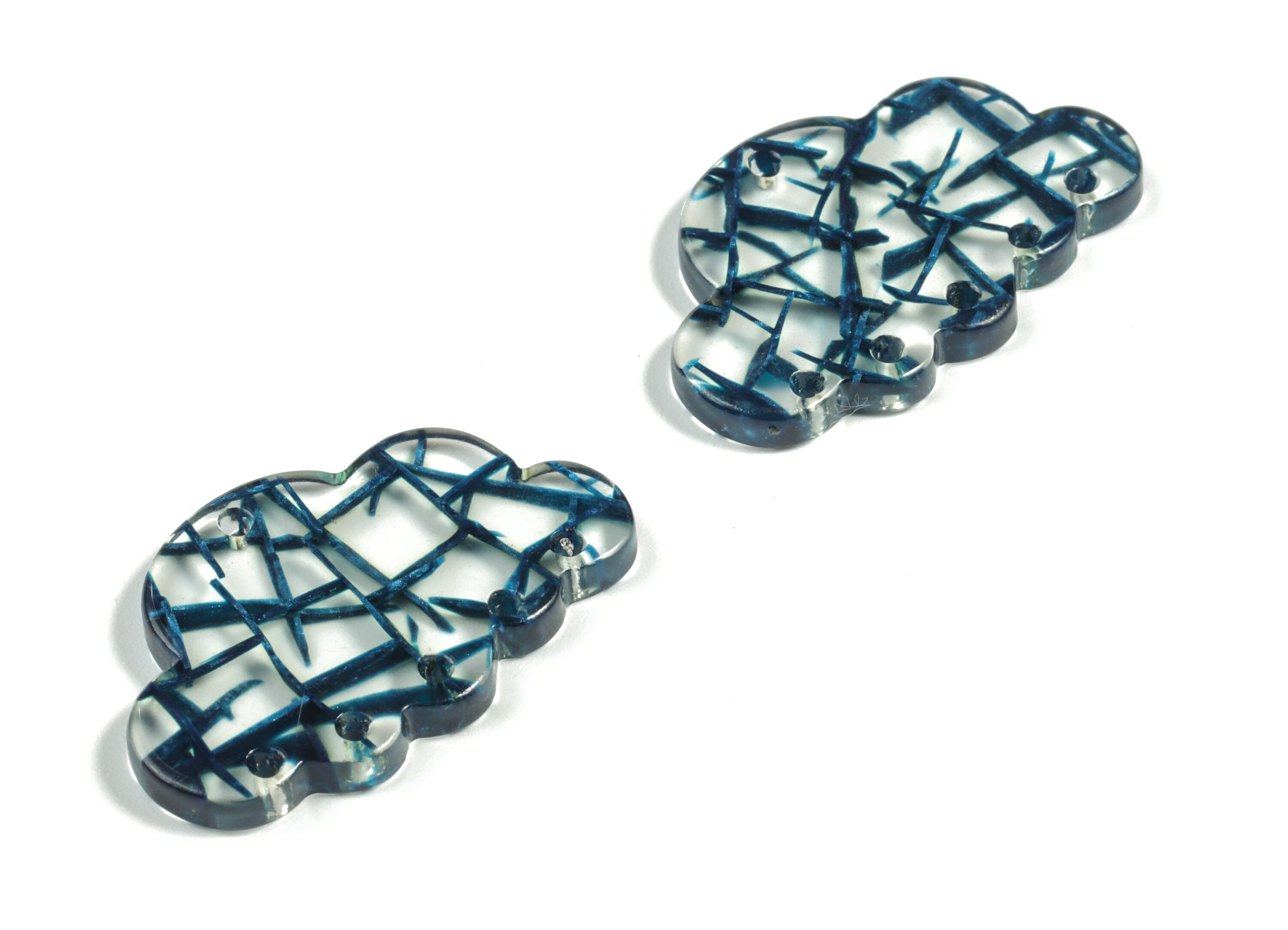 Acrylic Could Earring Connector - Acrylic Could Charms - 6 Holes - Jewelry Making Supplies - Color Code:A566 - 30x18.63x2.77mm - AC2231-A566 - DOMEDBAZAAR