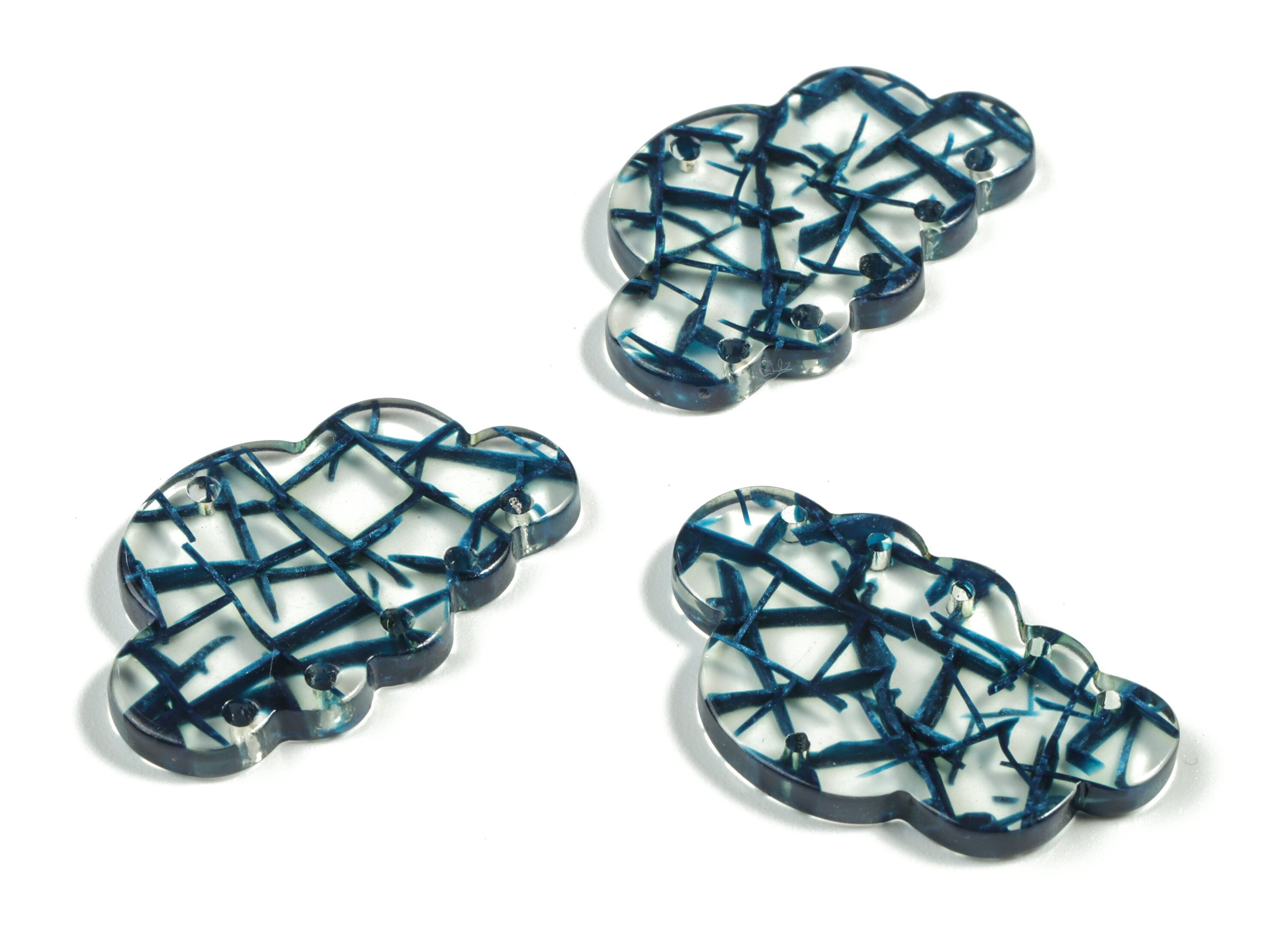 Acrylic Could Earring Connector - Acrylic Could Charms - 6 Holes - Jewelry Making Supplies - Color Code:A566 - 30x18.63x2.77mm - AC2231-A566 - DOMEDBAZAAR