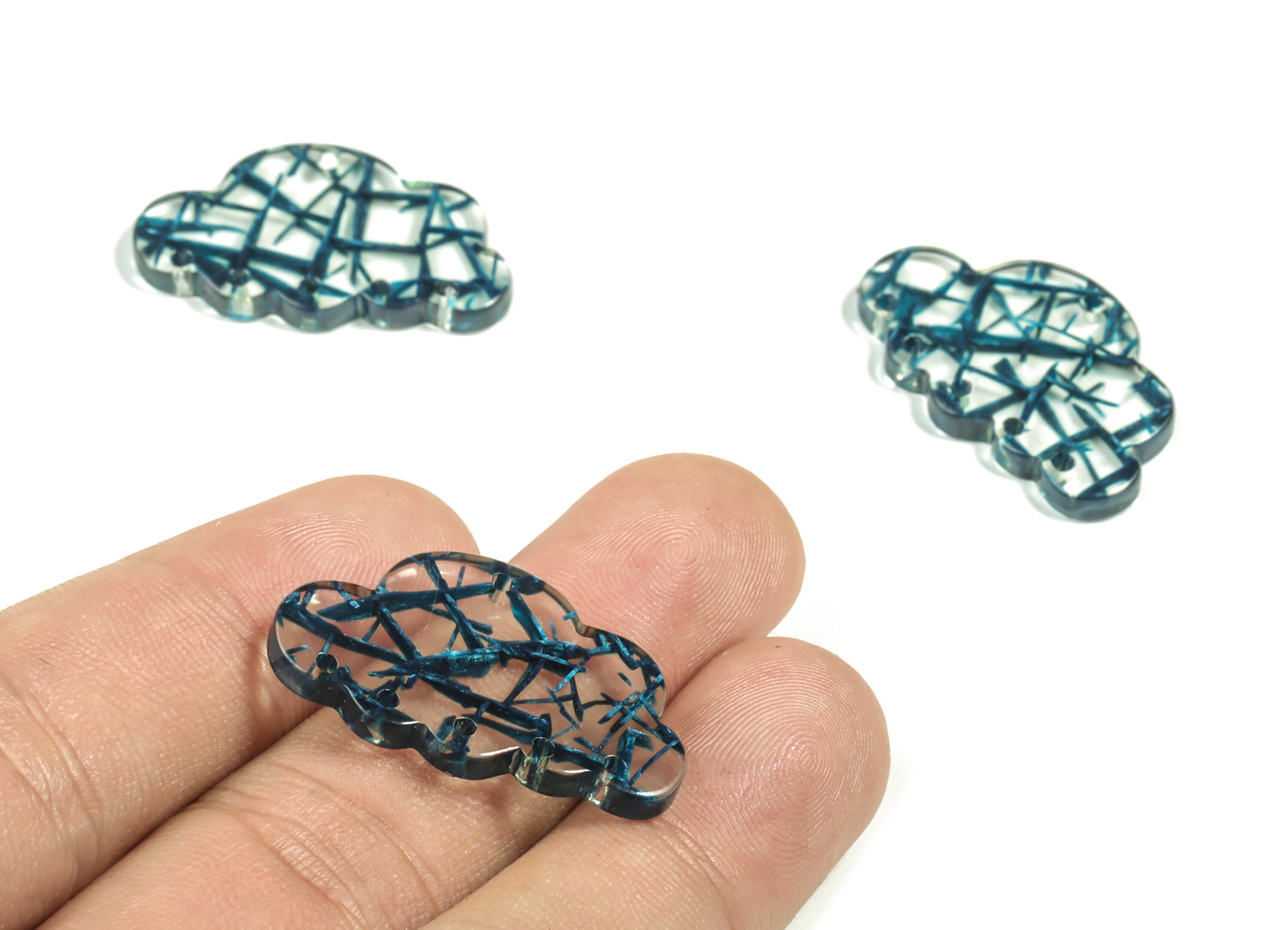 Acrylic Could Earring Connector - Acrylic Could Charms - 6 Holes - Jewelry Making Supplies - Color Code:A566 - 30x18.63x2.77mm - AC2231-A566 - DOMEDBAZAAR