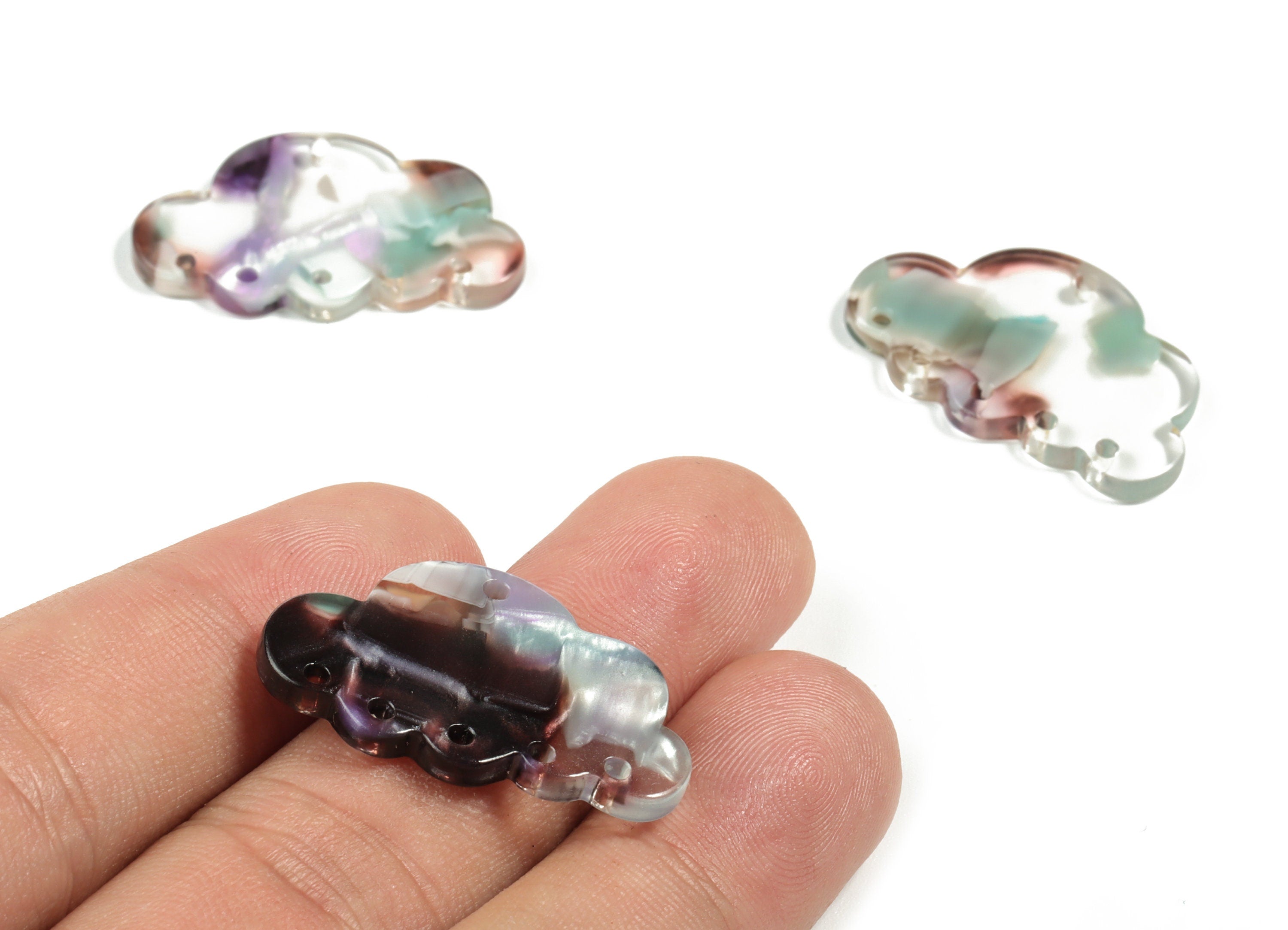 Acrylic Could Earring Connector - Acrylic Could Charms - 6 Holes - Jewelry Making Supplies - Color Code:A573 - 30x18.62x2.6mm - AC2231-A573 - DOMEDBAZAAR