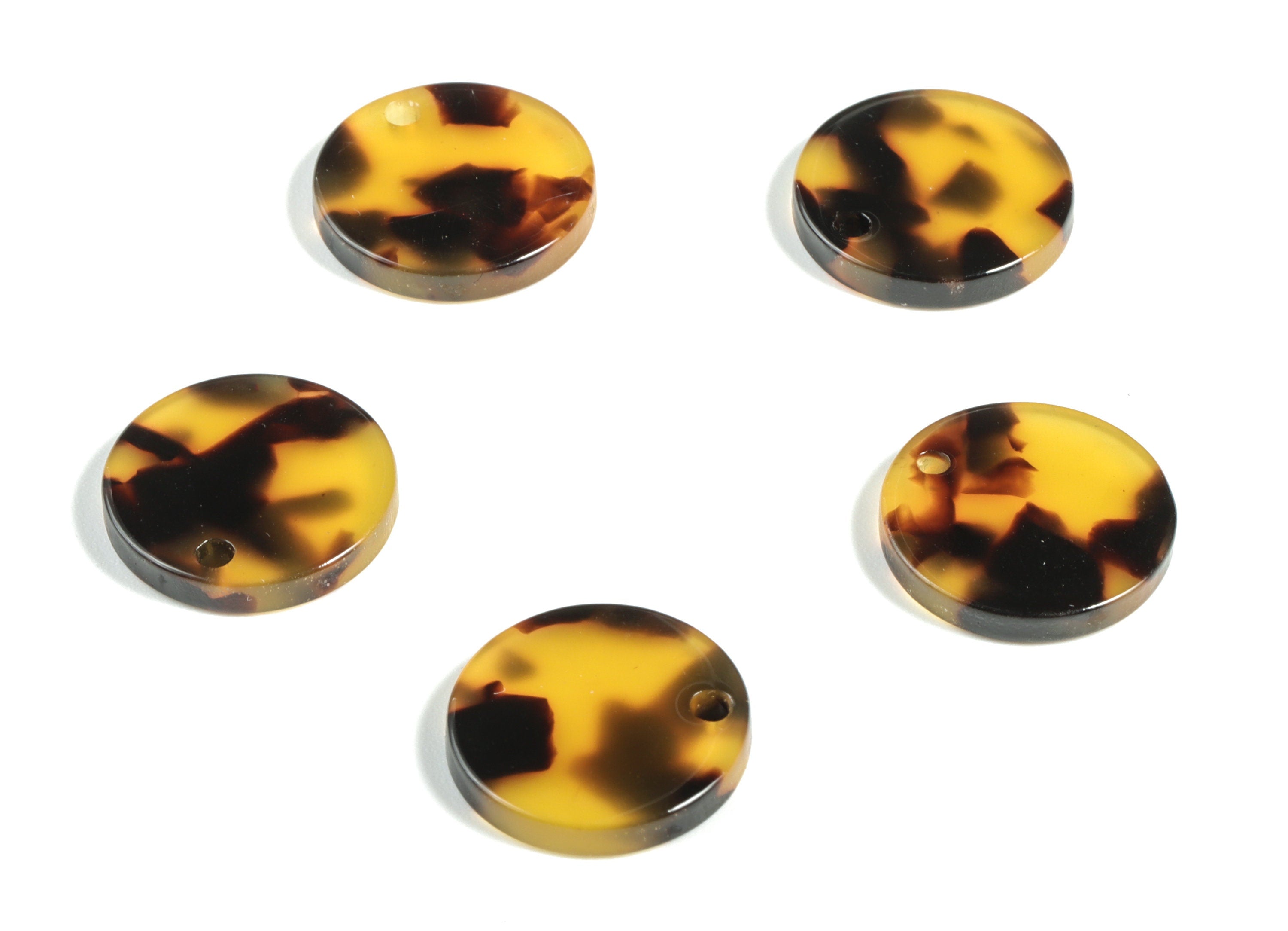 Acetate Round Charms - Round Pendant - Tortoise Shell Earrings - Jewelry Supplies - Color Code: A02 - 15.7x15.7x2.7mm - AC1675-A02 - DOMEDBAZAAR