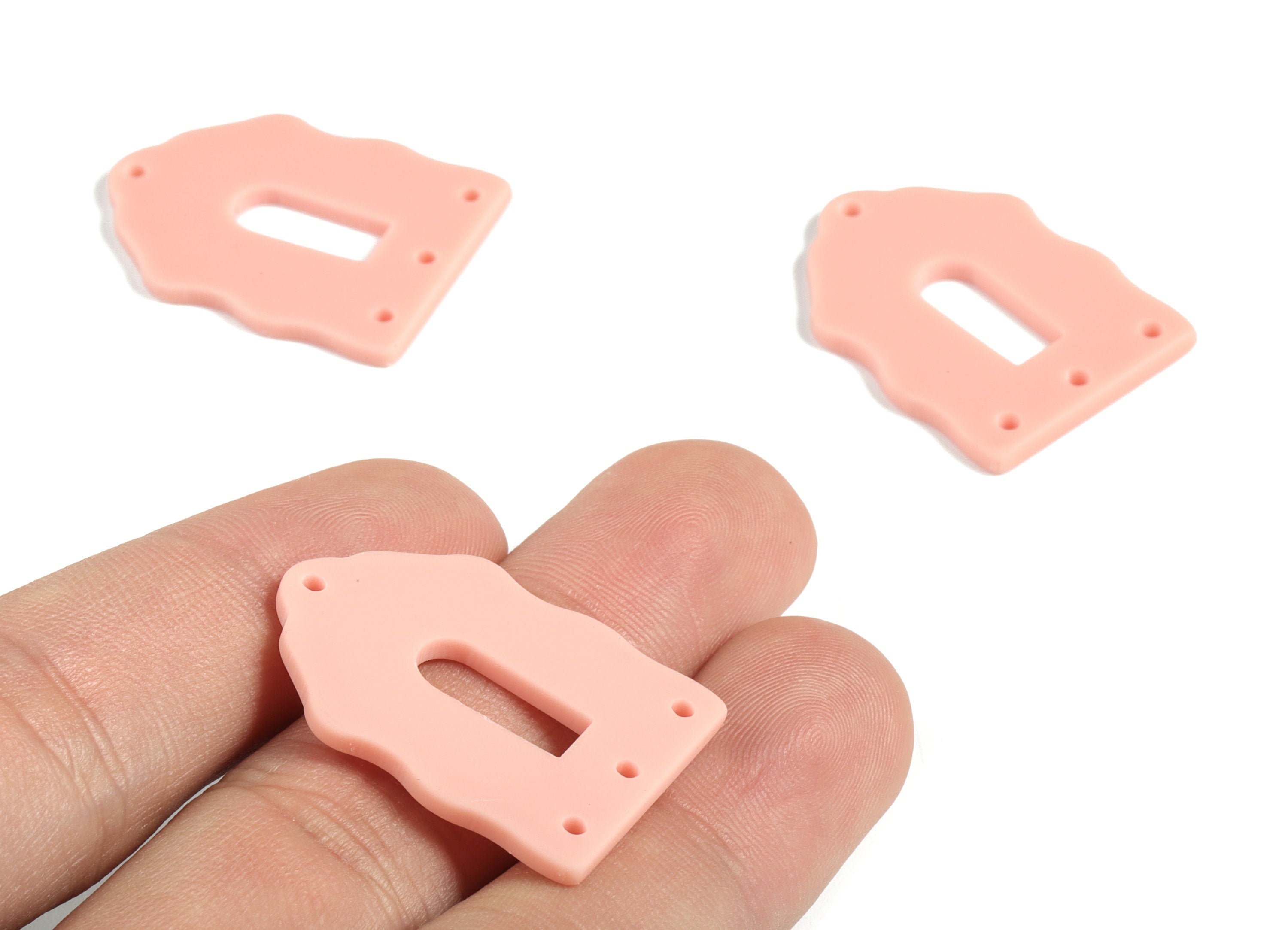 Acrylic Pink Home Earring Connector - Acrylic Home Earring Charms - Jewelry Supplies - Color Code:A560 - 29.52x21.98x1.82mm - AC2119-A560 - DOMEDBAZAAR