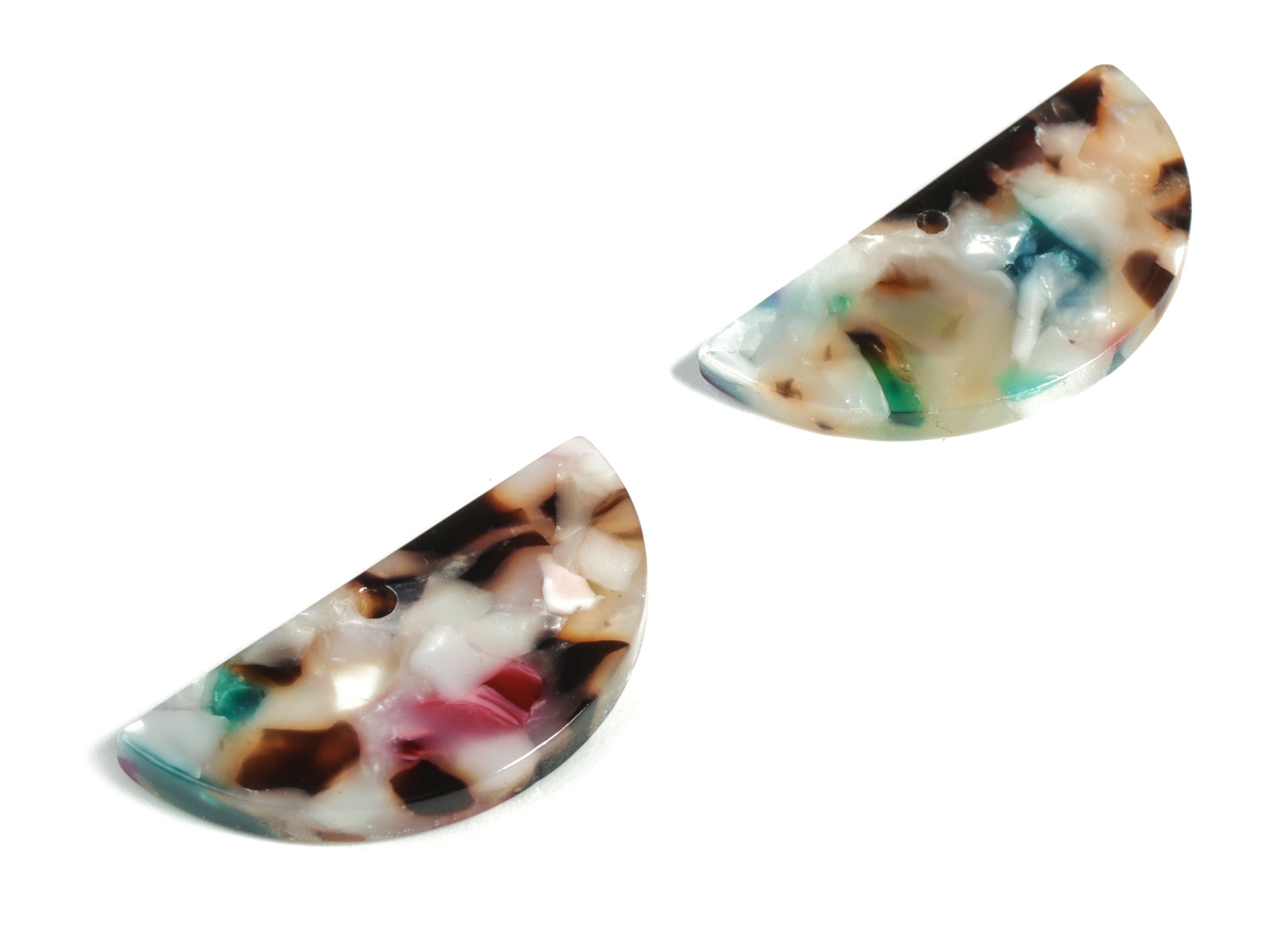 Acetate Semicircle Charm - Semicircle Earring & Pendant - Earring Findings - Jewelry Supplies - Color Code: A59 - 14x28.5x2.5mm - AC1039-A59 - DOMEDBAZAAR