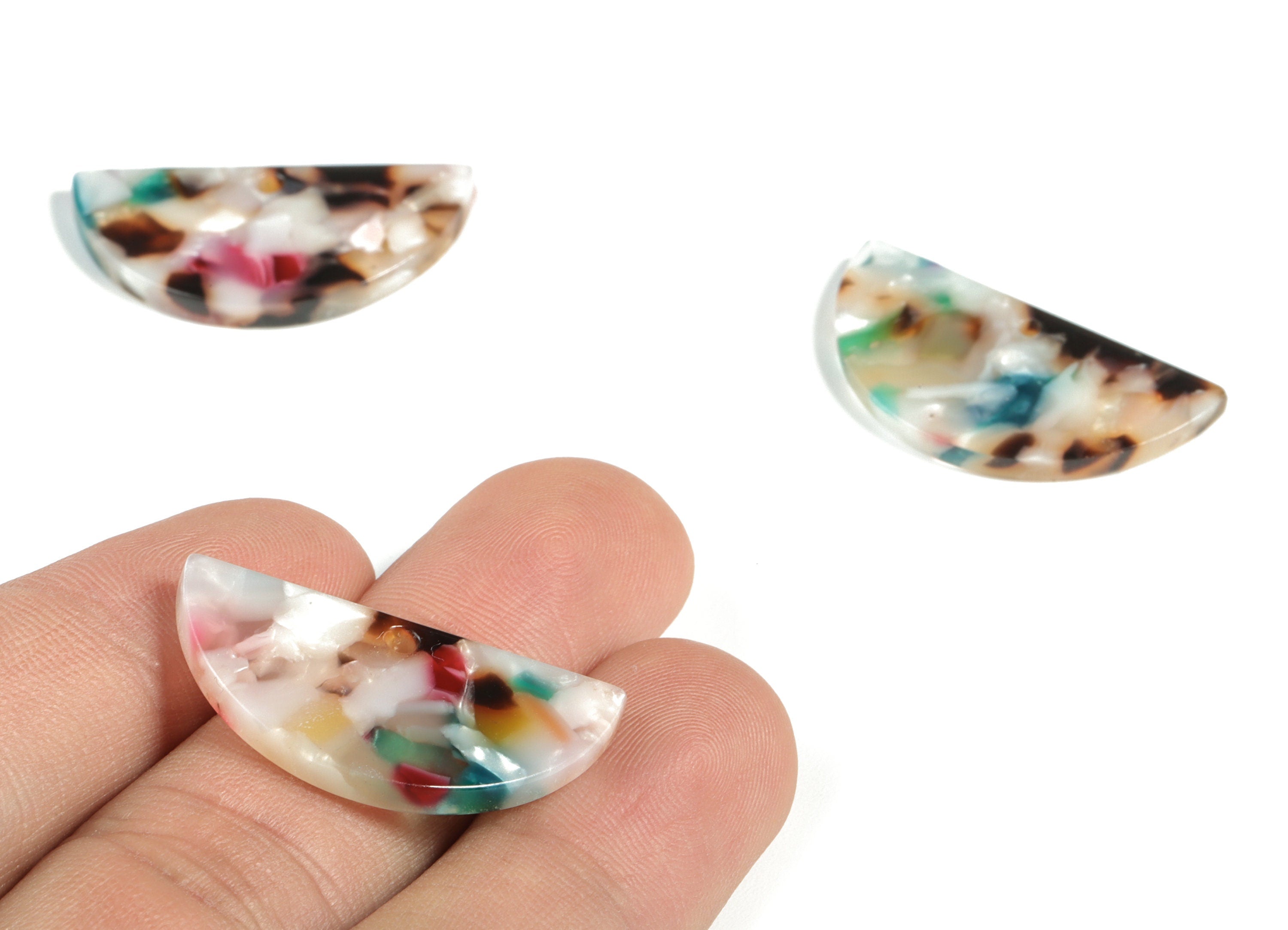 Acetate Semicircle Charm - Semicircle Earring & Pendant - Earring Findings - Jewelry Supplies - Color Code: A59 - 14x28.5x2.5mm - AC1039-A59 - DOMEDBAZAAR