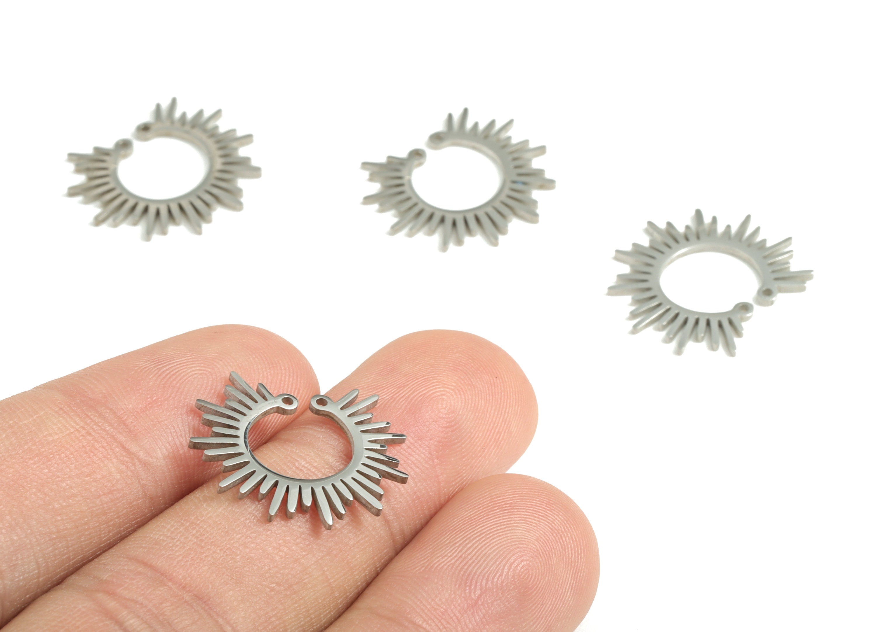 Stainless Steel Sun Connector - Stainless Steel Sun Earrings Charms and Pendant - Jewelry Making Supplies - 20.1x17.57x0.98mm - SS1189 - DOMEDBAZAAR