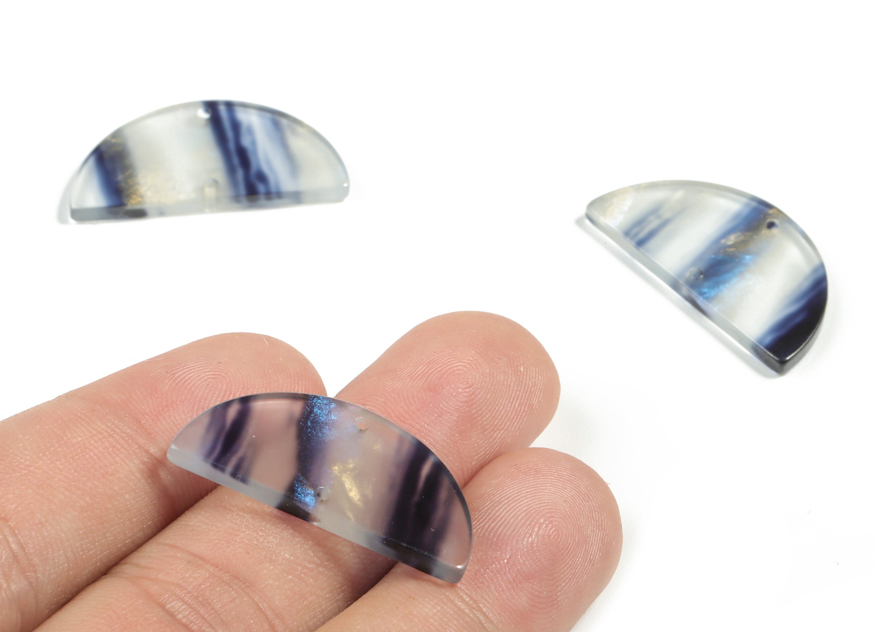 Acetate Semicircle Connectors - 2 Holes - Half Moon Earrings - Jewelry Making Supplies - Color Code:A571 - 29.58x15.11x2.55mm - AC2232-A571 - DOMEDBAZAAR