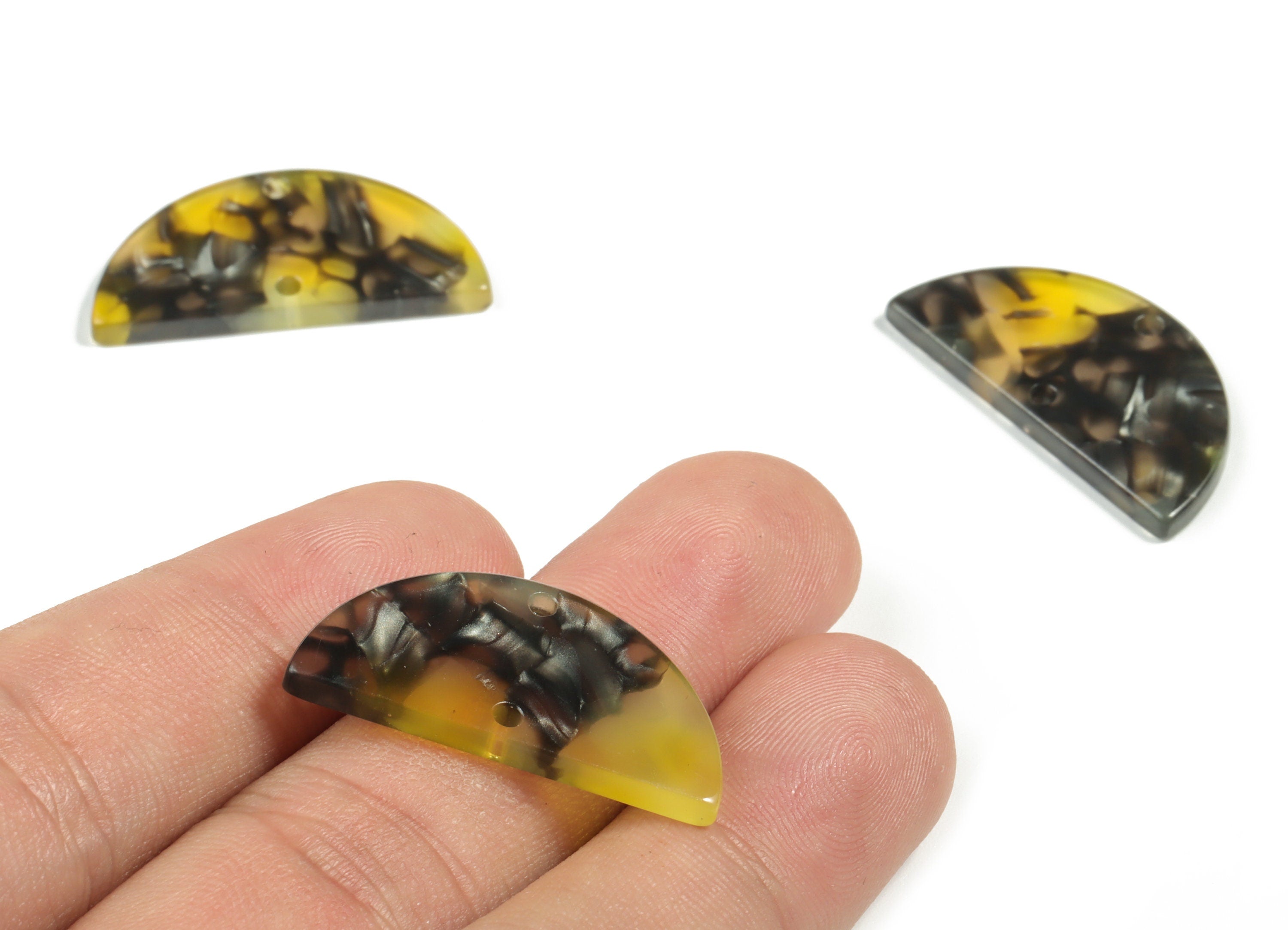 Acetate Semicircle Connectors - 2 Holes - Half Moon Earrings - Jewelry Making Supplies - Color Code:A570 - 29.75x15.04x2.55mm - AC2232-A570 - DOMEDBAZAAR