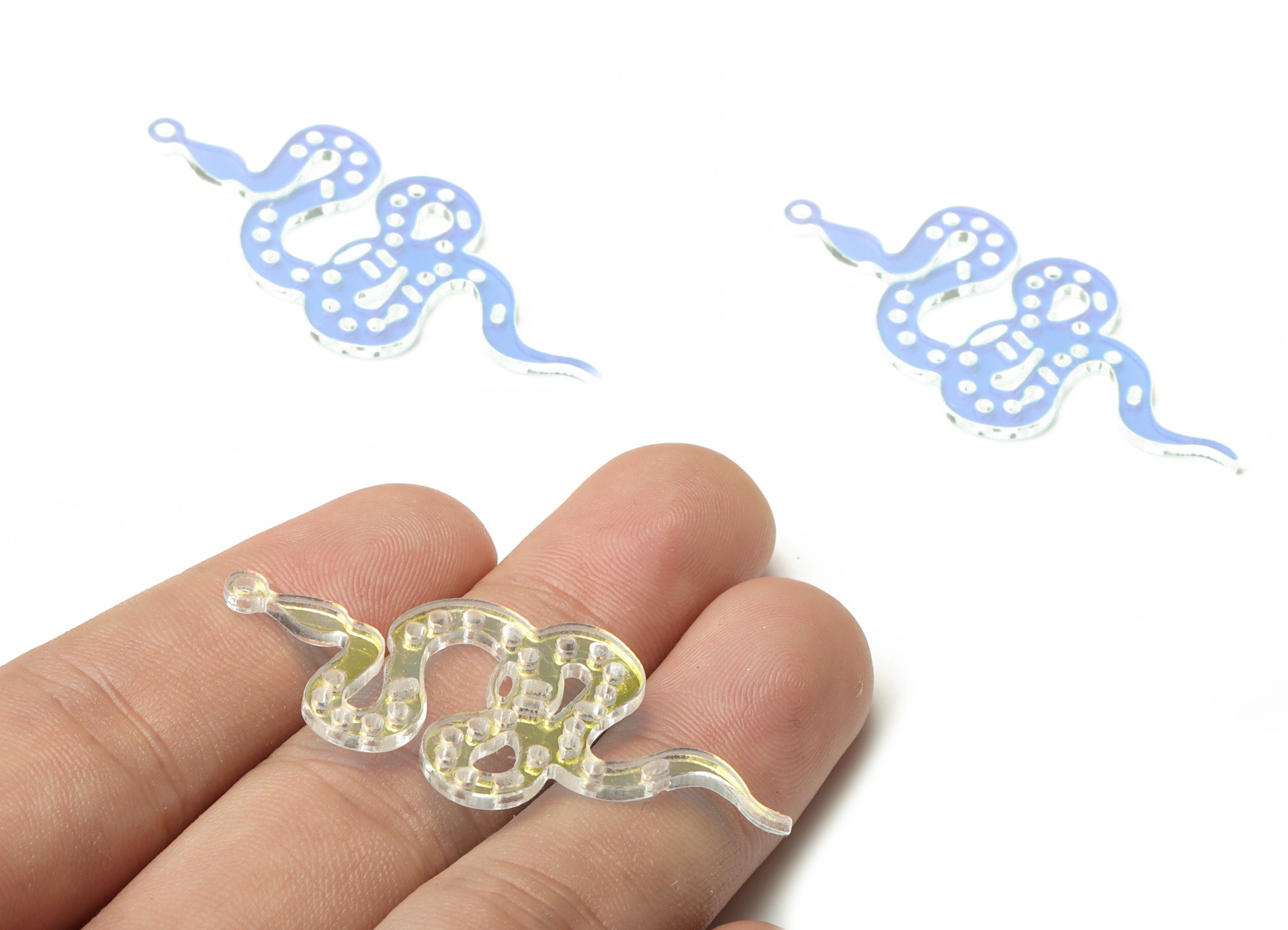 Colorful Acrylic Snake Earring Charms - Acrylic Snake Pendant - Jewelry Making Supplies - Color Code:A575 - 49.96x23.1x1.77mm - AC2239-A575 - DOMEDBAZAAR