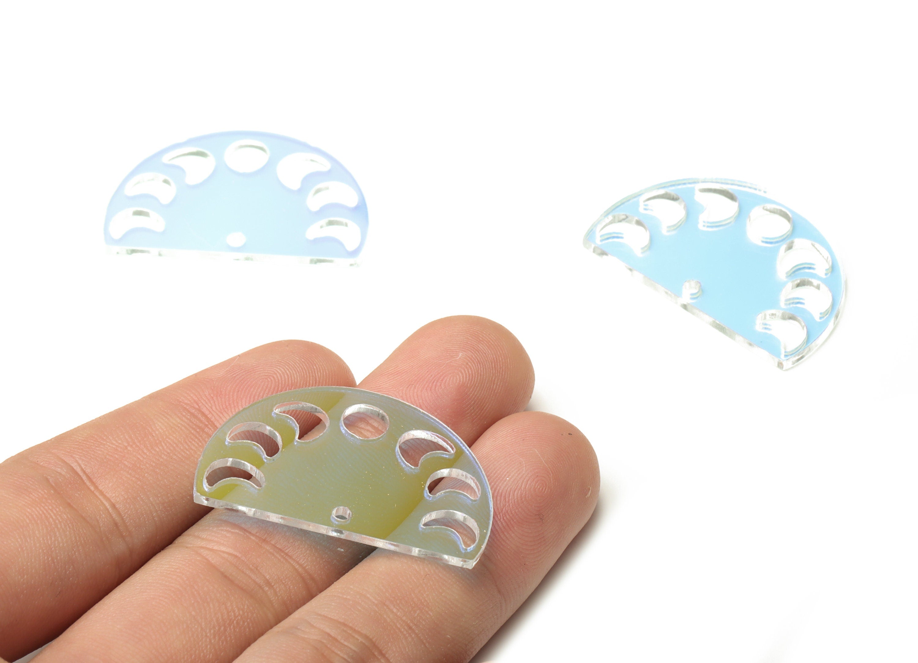 Colorful Acrylic Semi Circle Earring Charms - Half Moon Charms - Phases Of Moon Pendant - Color Code:A575 - 34.65x22.81x1.61mm - AC2235-A575 - DOMEDBAZAAR