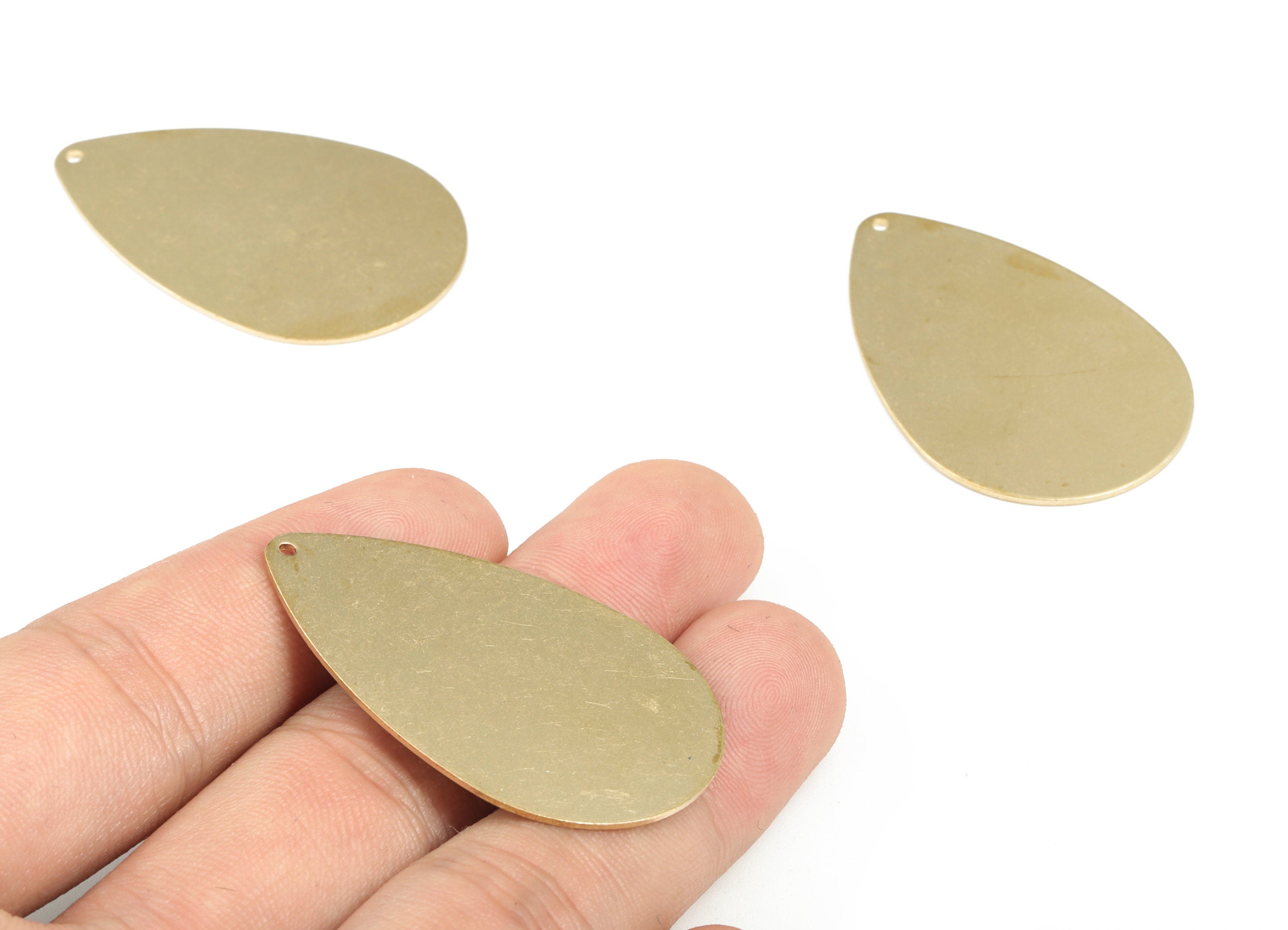 Personalized stamping blank - Brass Drop Earring Charms - Raw Brass Drop Pendant - Earring Findings  - 43x28x0.93mm - PP3838 - DOMEDBAZAAR