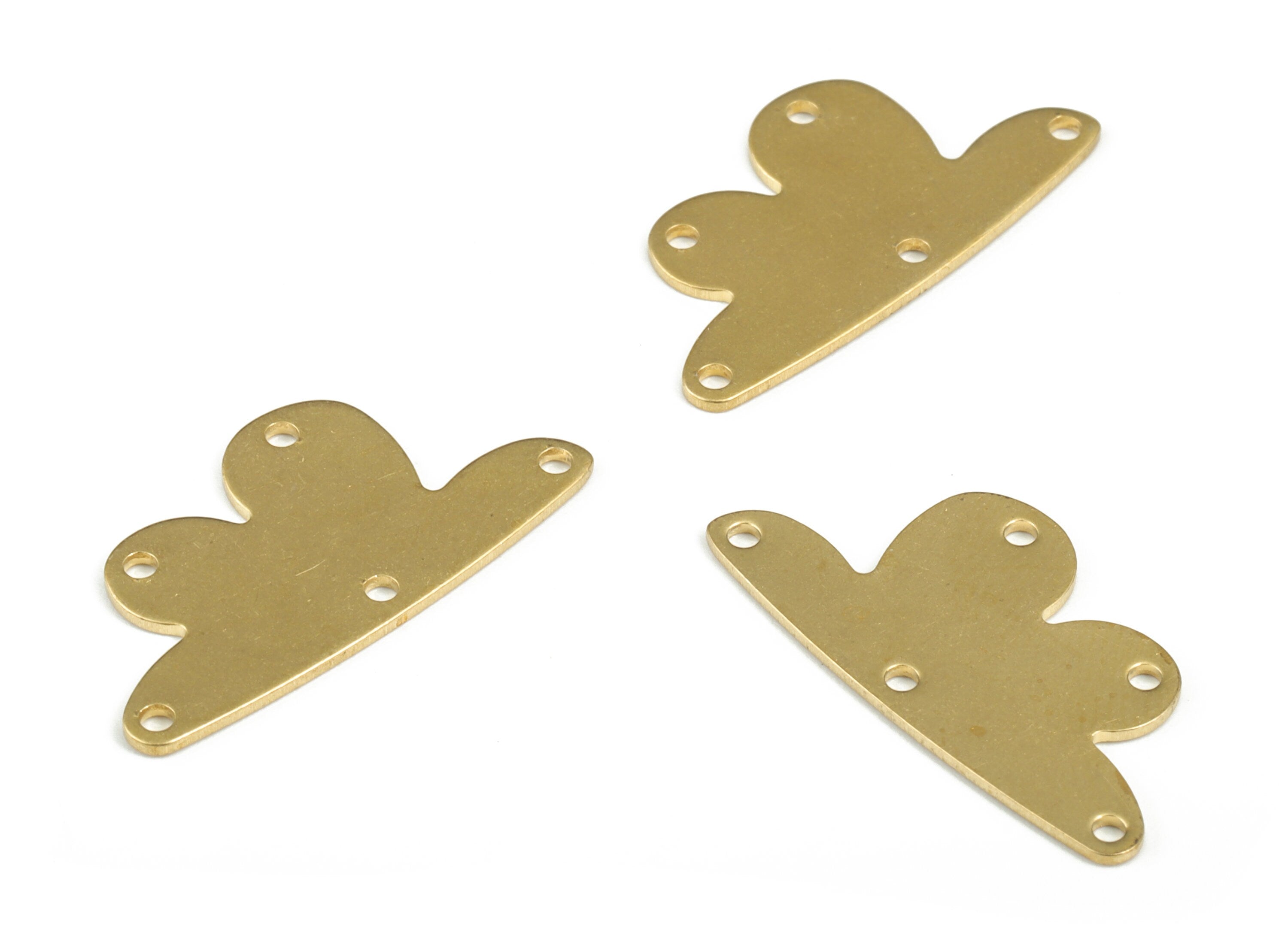 Personalized stamping blank - Brass Cloud Earring Connector - Raw Brass Cloud Earring Charms - 5 Holes - 26.51x13.44x0.79mm - PP3839 - DOMEDBAZAAR
